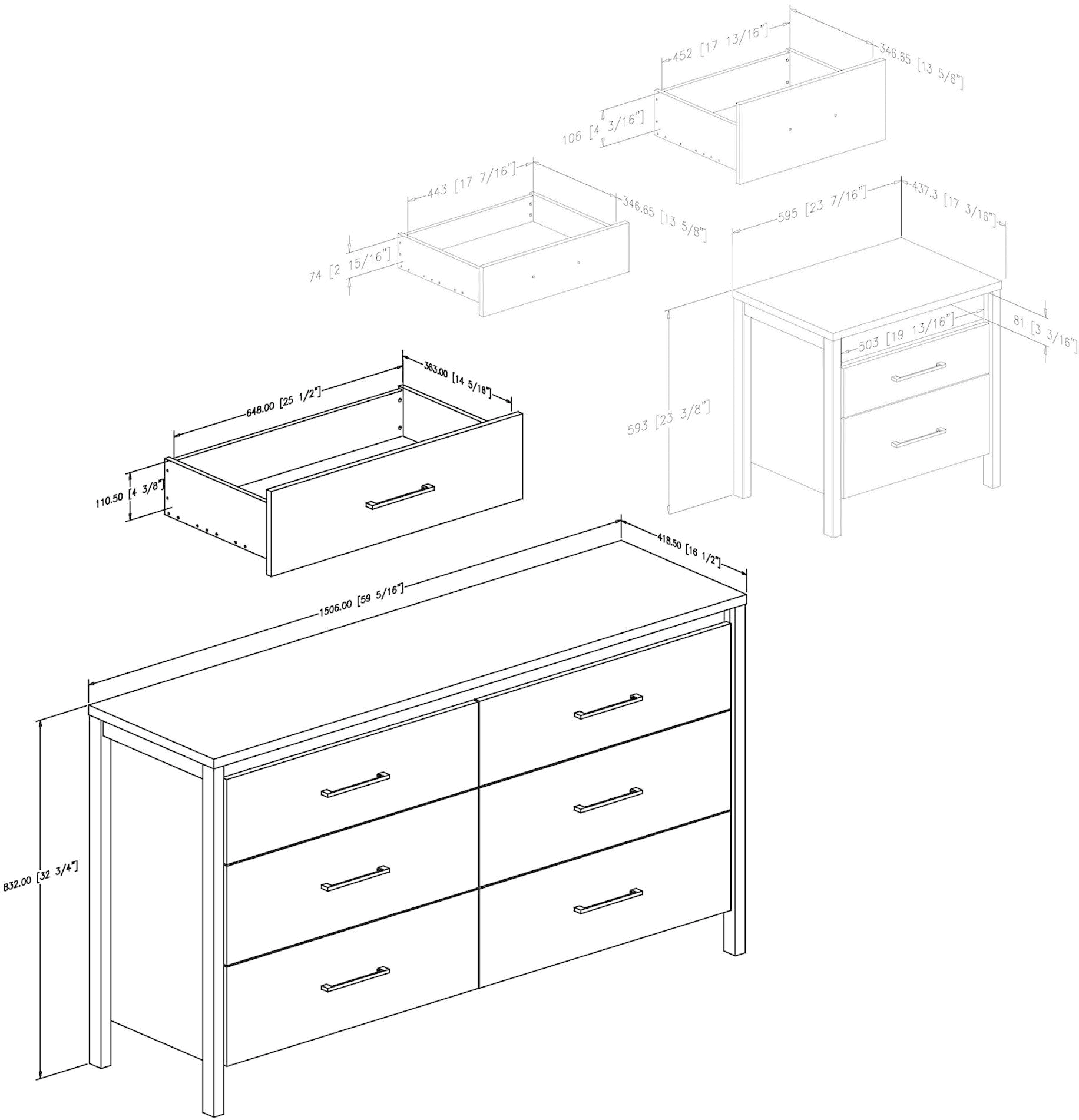11271 Gravity Gray Oak Dresser & Nightstand Set - South Shore-4