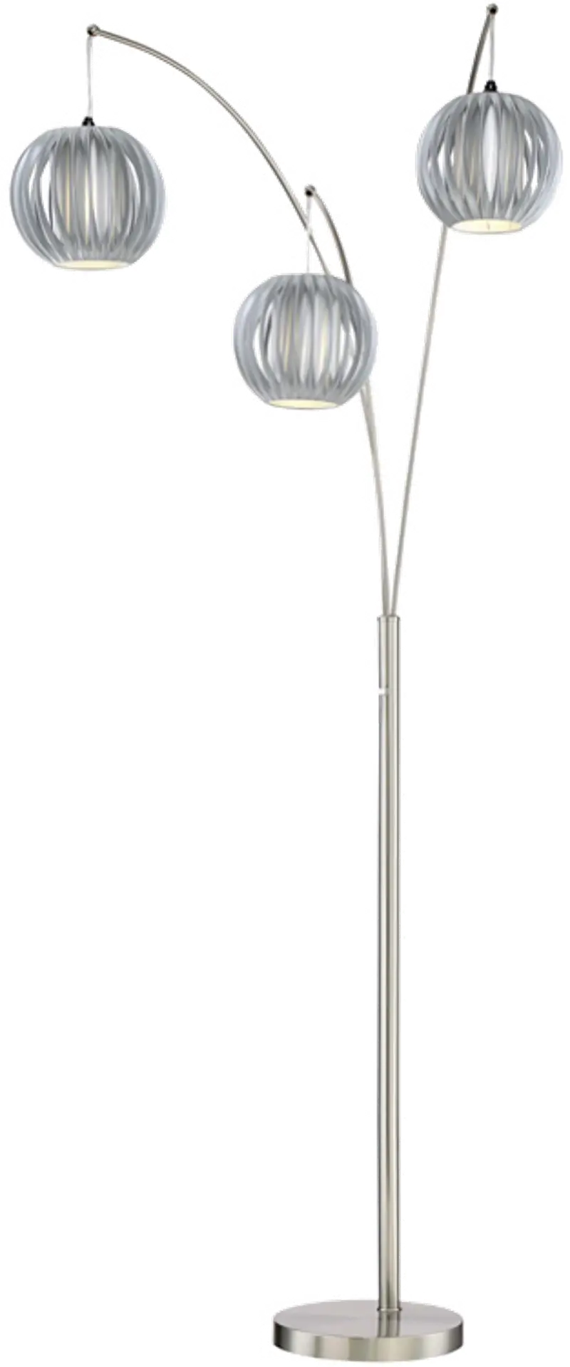 Deion Polished Steel 3 Light Arch Floor Lamp