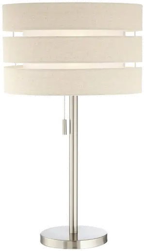 27 Inch Brushed Nickel Table Lamp with Linen Shade - Falan-1