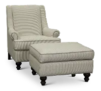 Casual Classic Taupe Stripe Accent Chair 