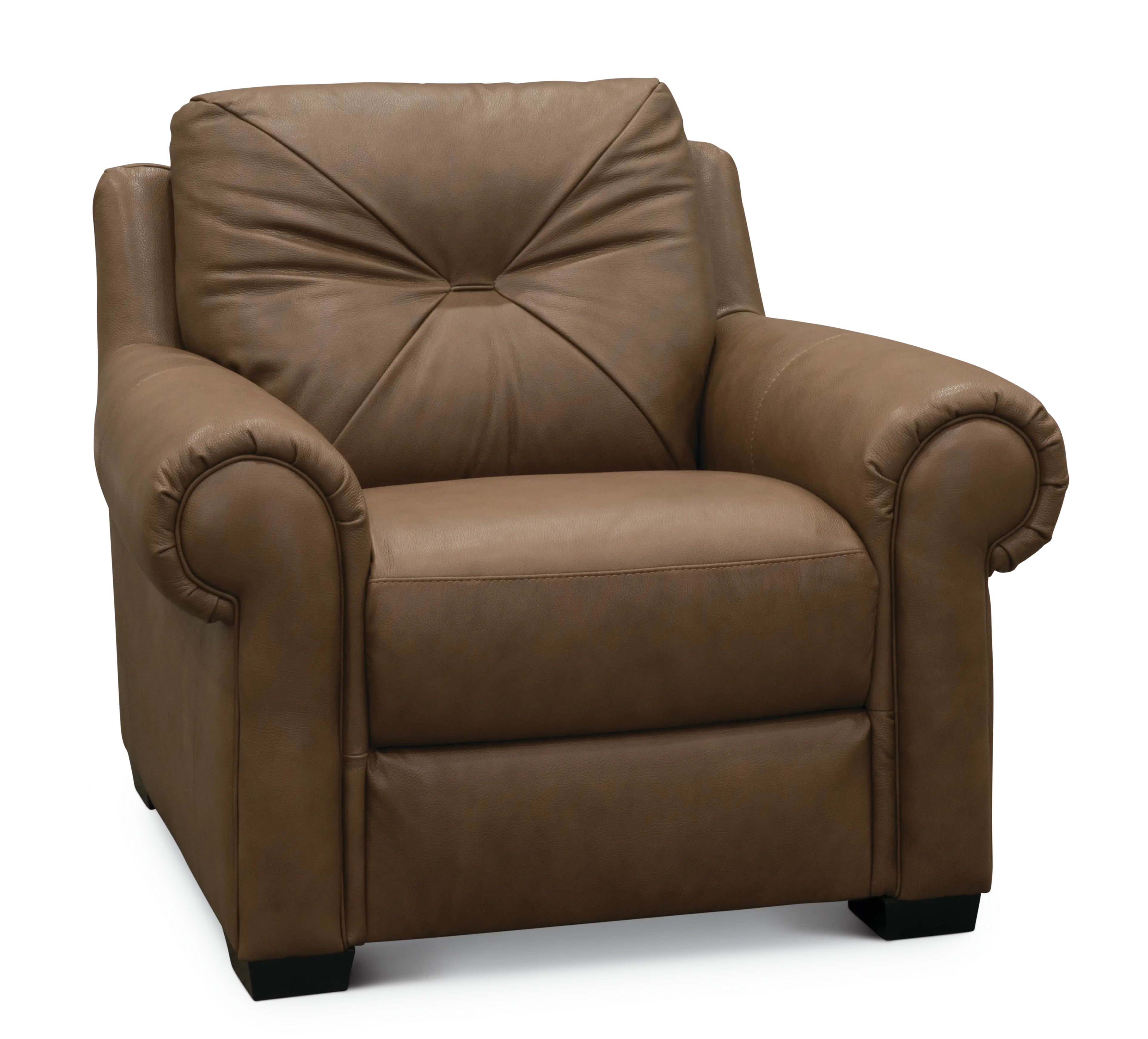  Casual Traditional Tan Leather Chair - Claudio-1