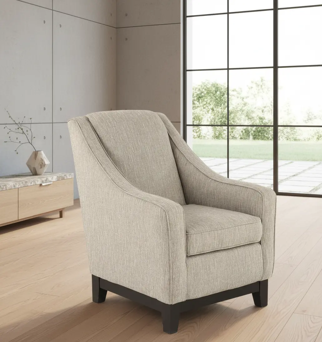 Mariko Fog Gray and Cream Club Chair-2