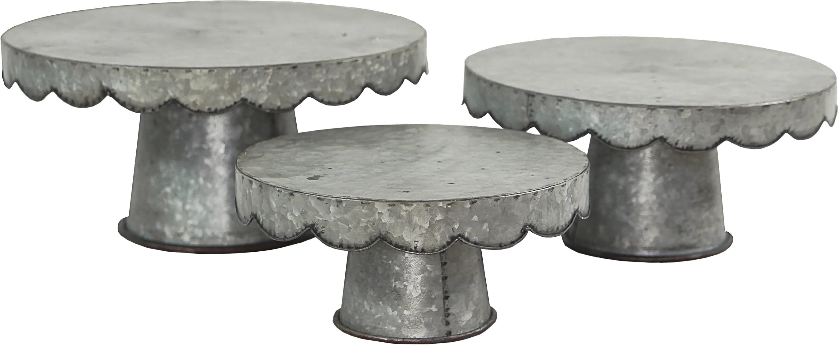 14 Inch Galvanized Metal Scalloped Design Cake Stand-1