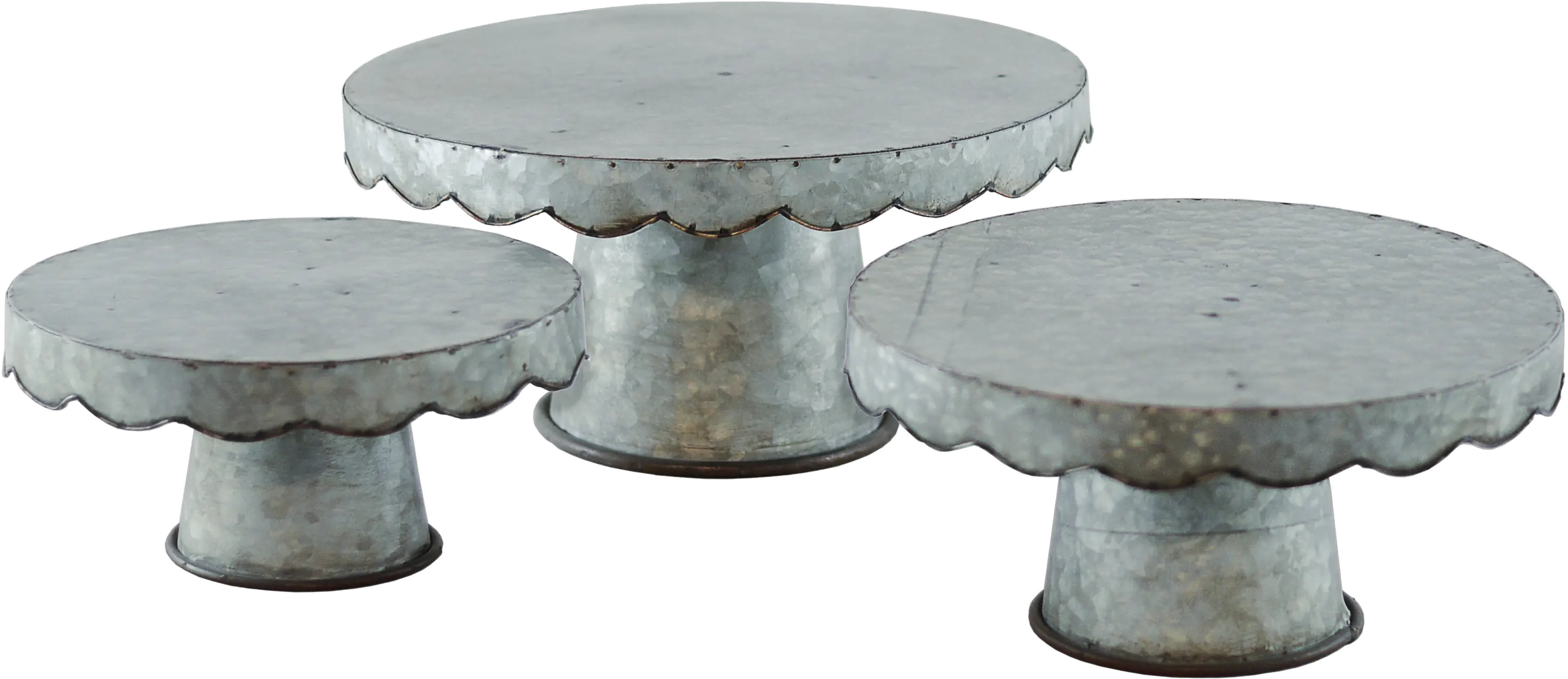 14 Inch Galvanized Metal Scalloped Design Cake Stand-3