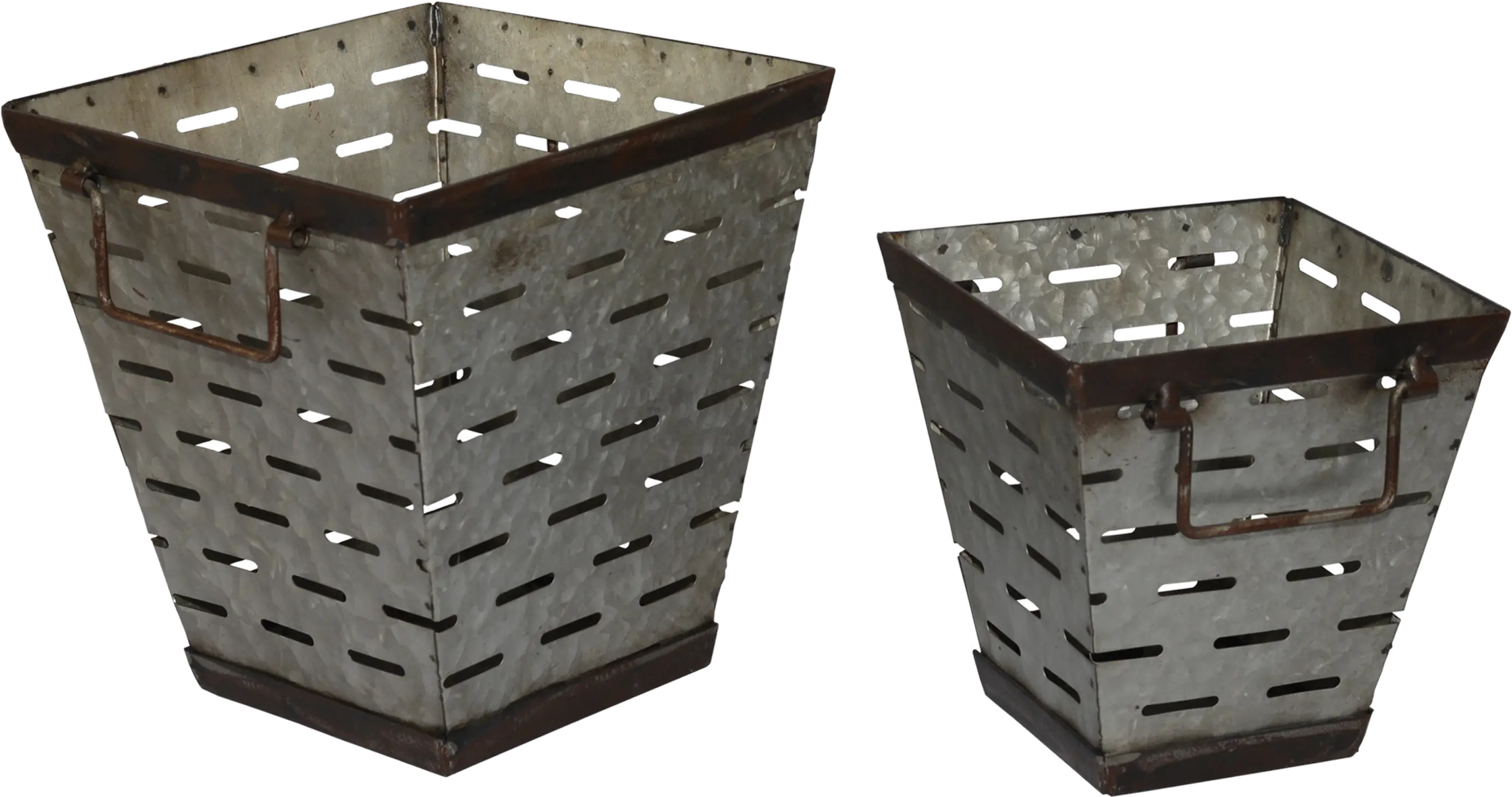 7  Square Metal Olive Bucket with Handles-1