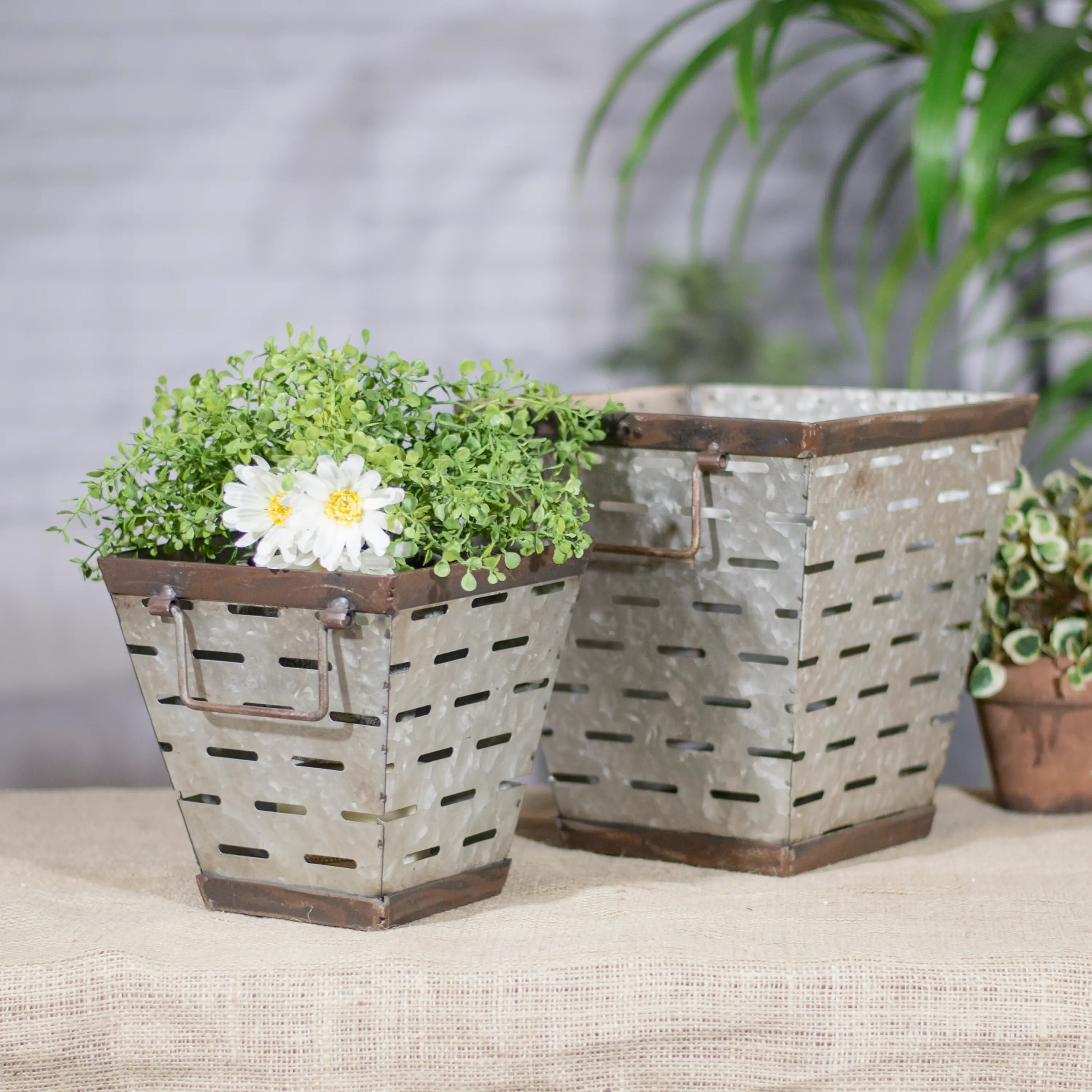 7  Square Metal Olive Bucket with Handles-2
