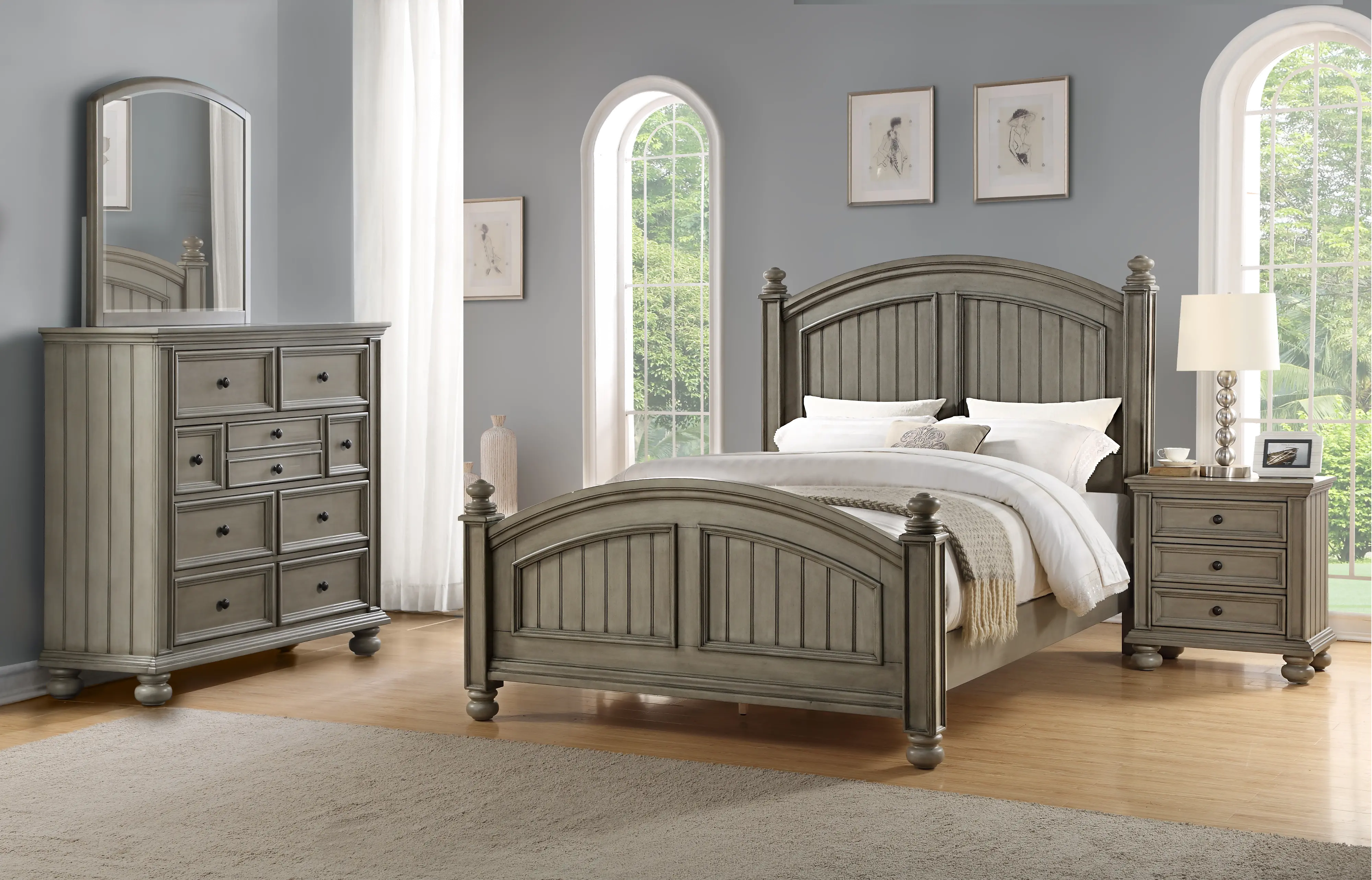 Barnwell Gray 4 Piece Queen Bedroom Set-1