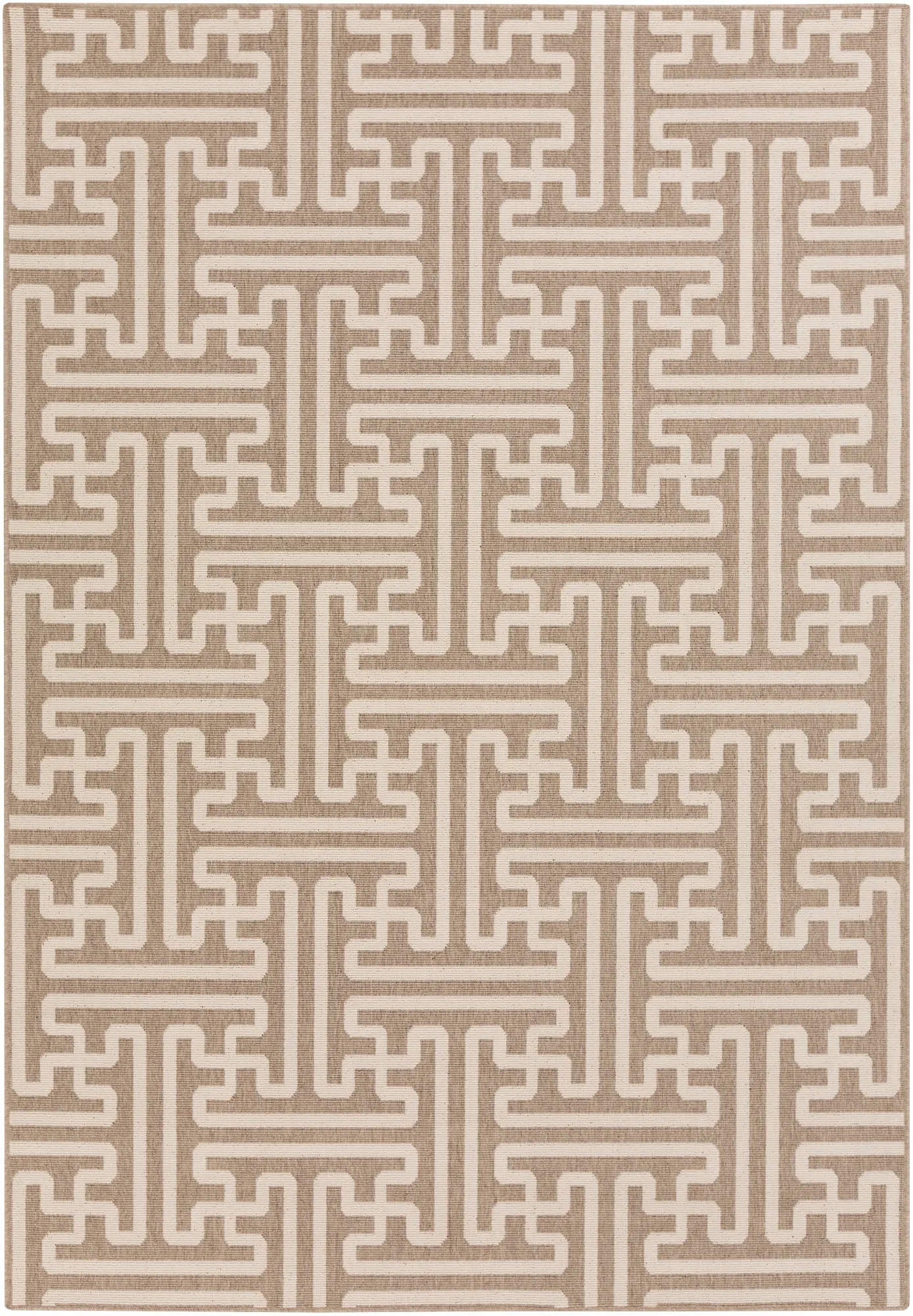 ALF9599-5376 5 x 8 Medium Camel and Cream Indoor-Outdoor Rug - Alfresco-1