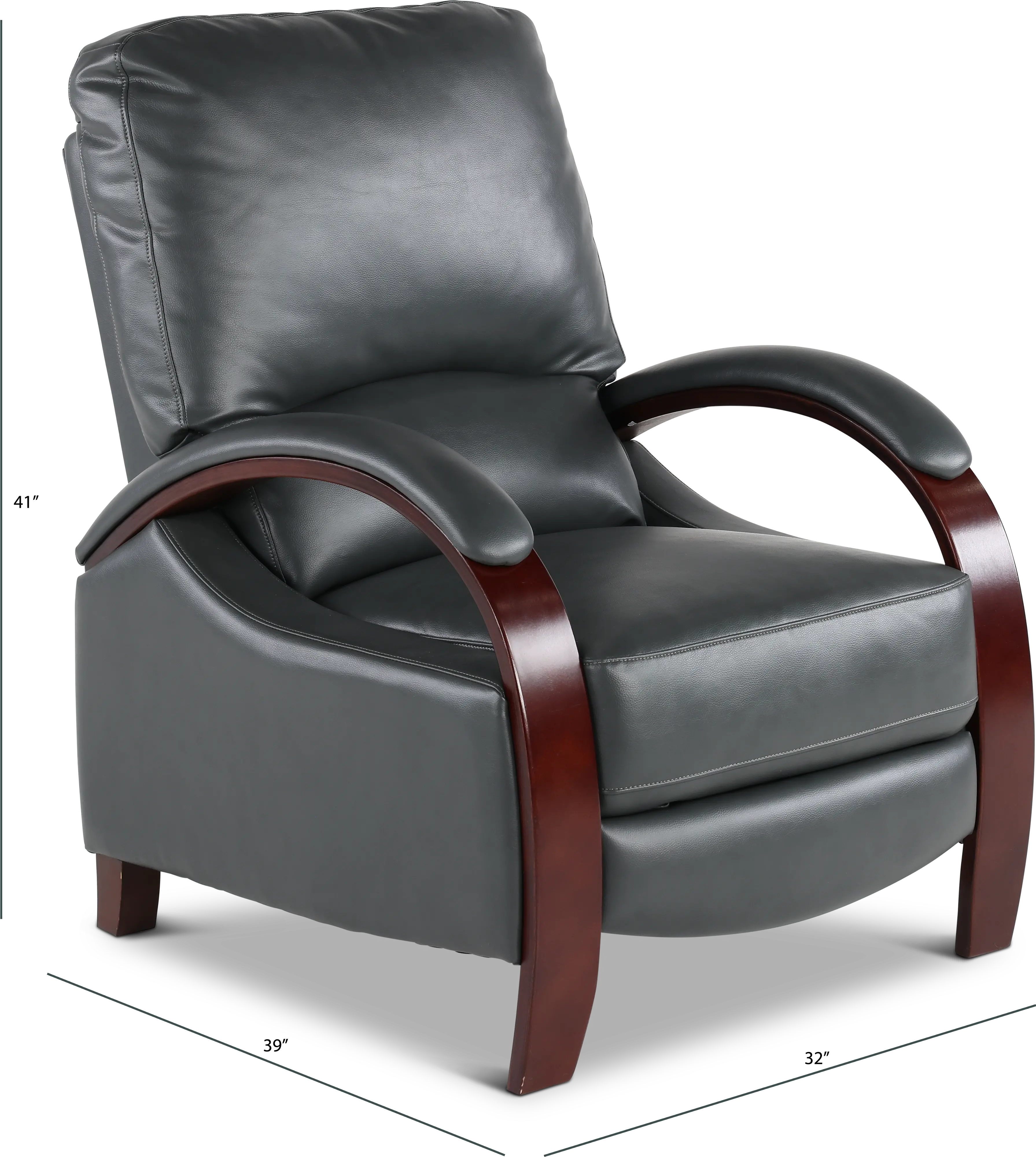 Larue Smoke Gray Push Back High Leg Recliner-3