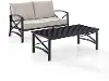 KO60010BZ-OL Kaplan Black and Beige Patio Loveseat and Table Set