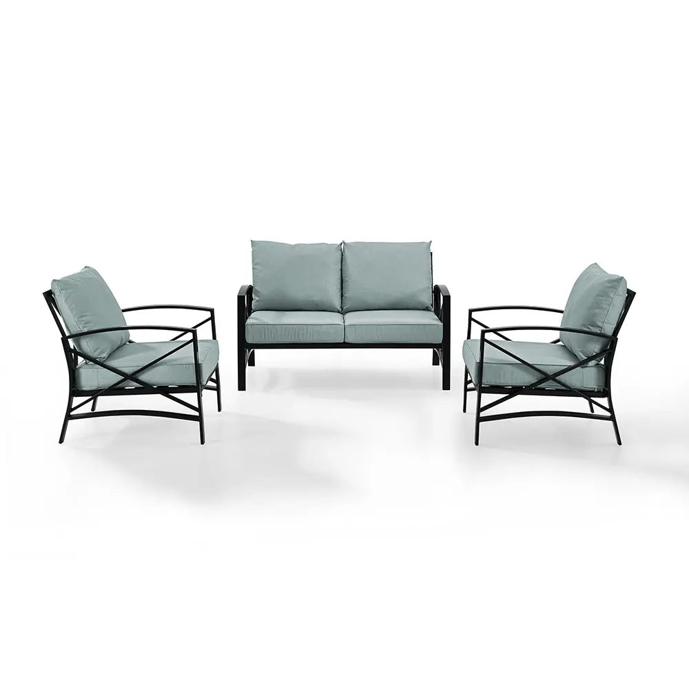 KO60011BZ-MI Kaplan 3 Piece Black and Blue Patio Seating Set-1
