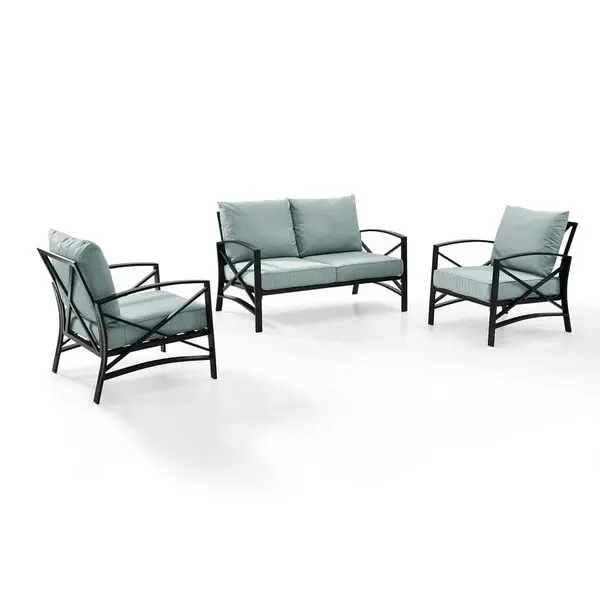 KO60011BZ-MI Kaplan 3 Piece Black and Blue Patio Seating Set-3