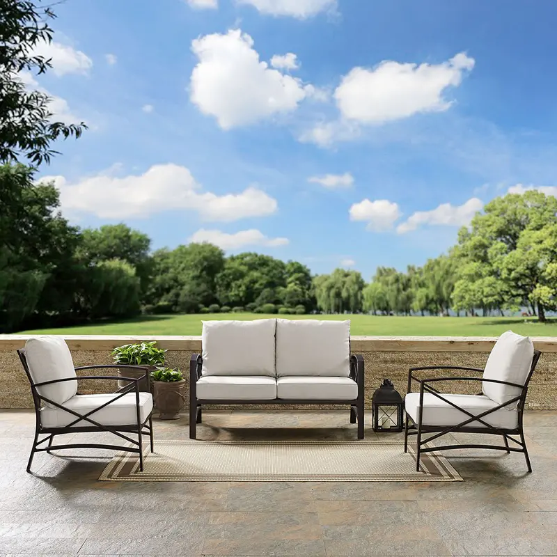 Kaplan 3 Piece Beige Patio Seating Set