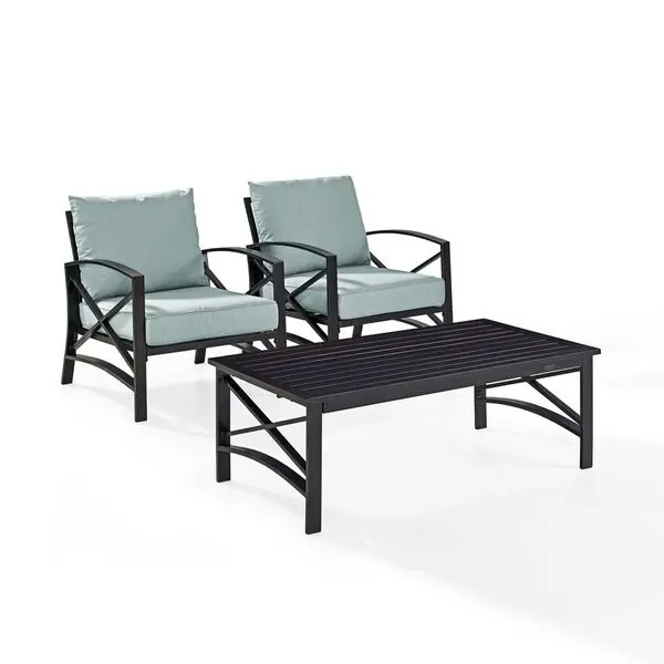 KO60012BZ-MI Kaplan 3 Piece Black and Blue Patio Armchair Set-1