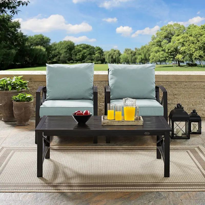 Kaplan 3 Piece Blue Patio Armchair Set