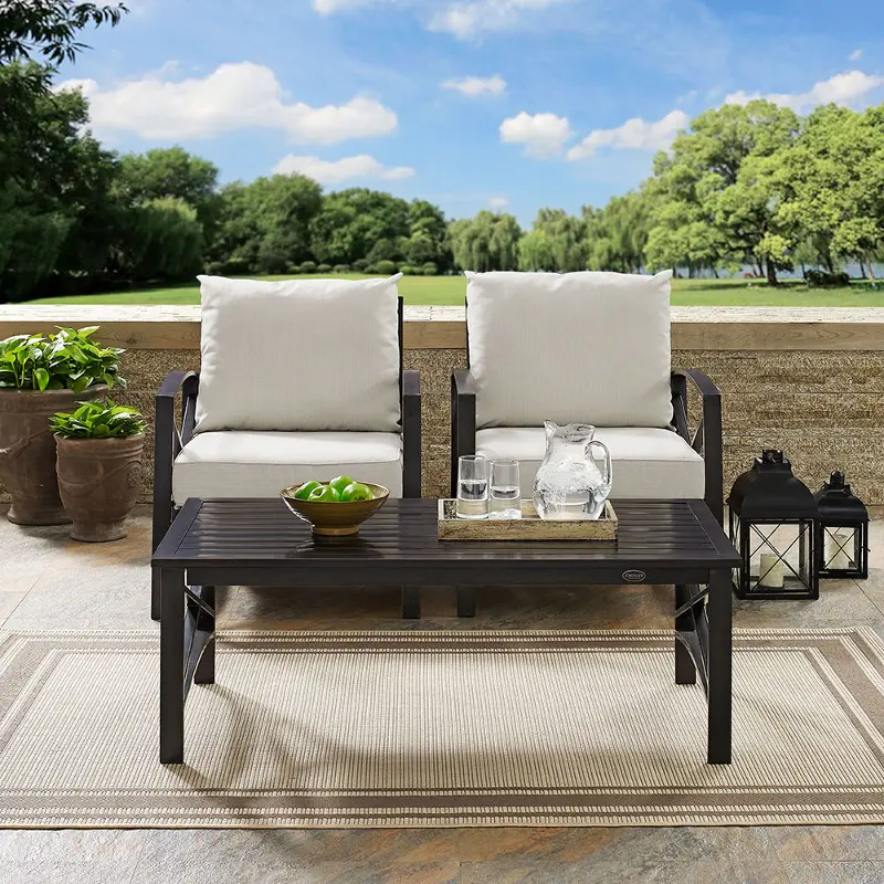 Kaplan 3 Piece Beige Patio Armchair Set