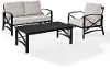KO60014BZ-OL Kaplan 3 Piece Black and Beige Patio Seating Set