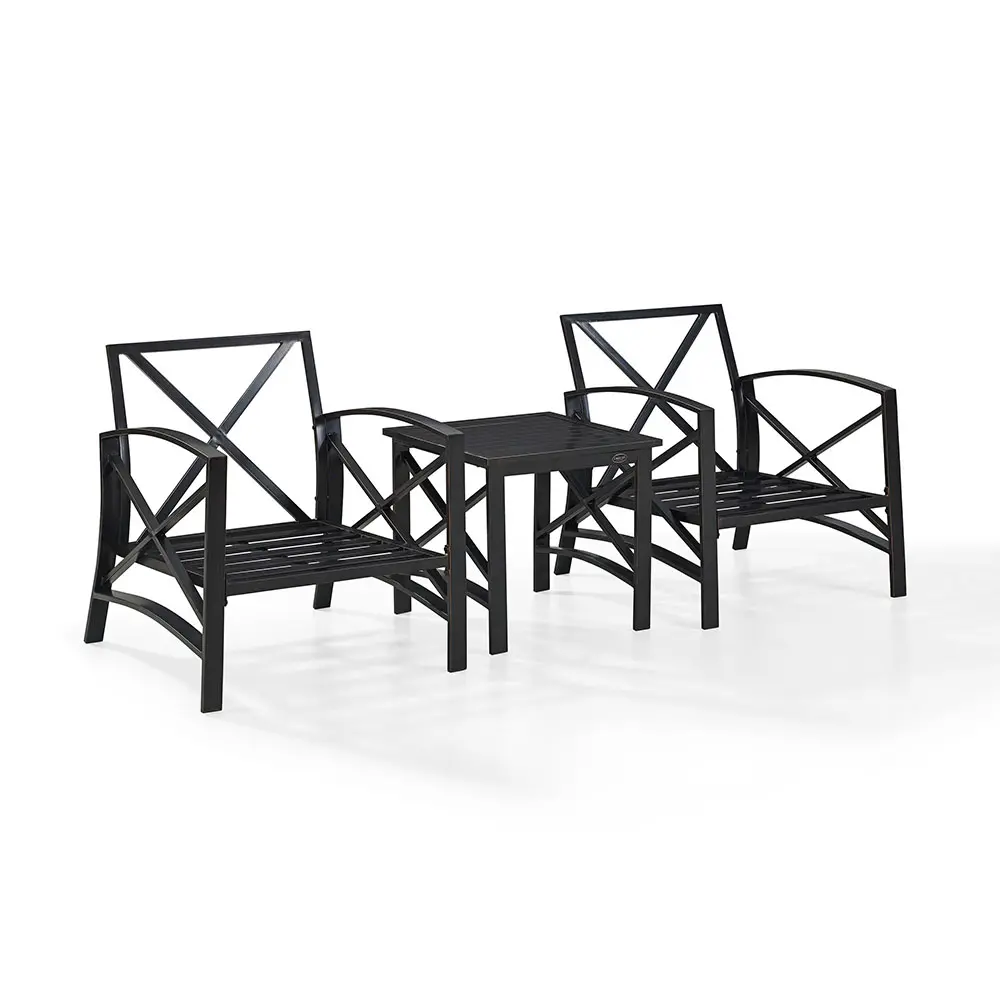 KO60016BZ-MI Kaplan 3 Piece Blue Mist and Bronze Patio Armchair Set-6