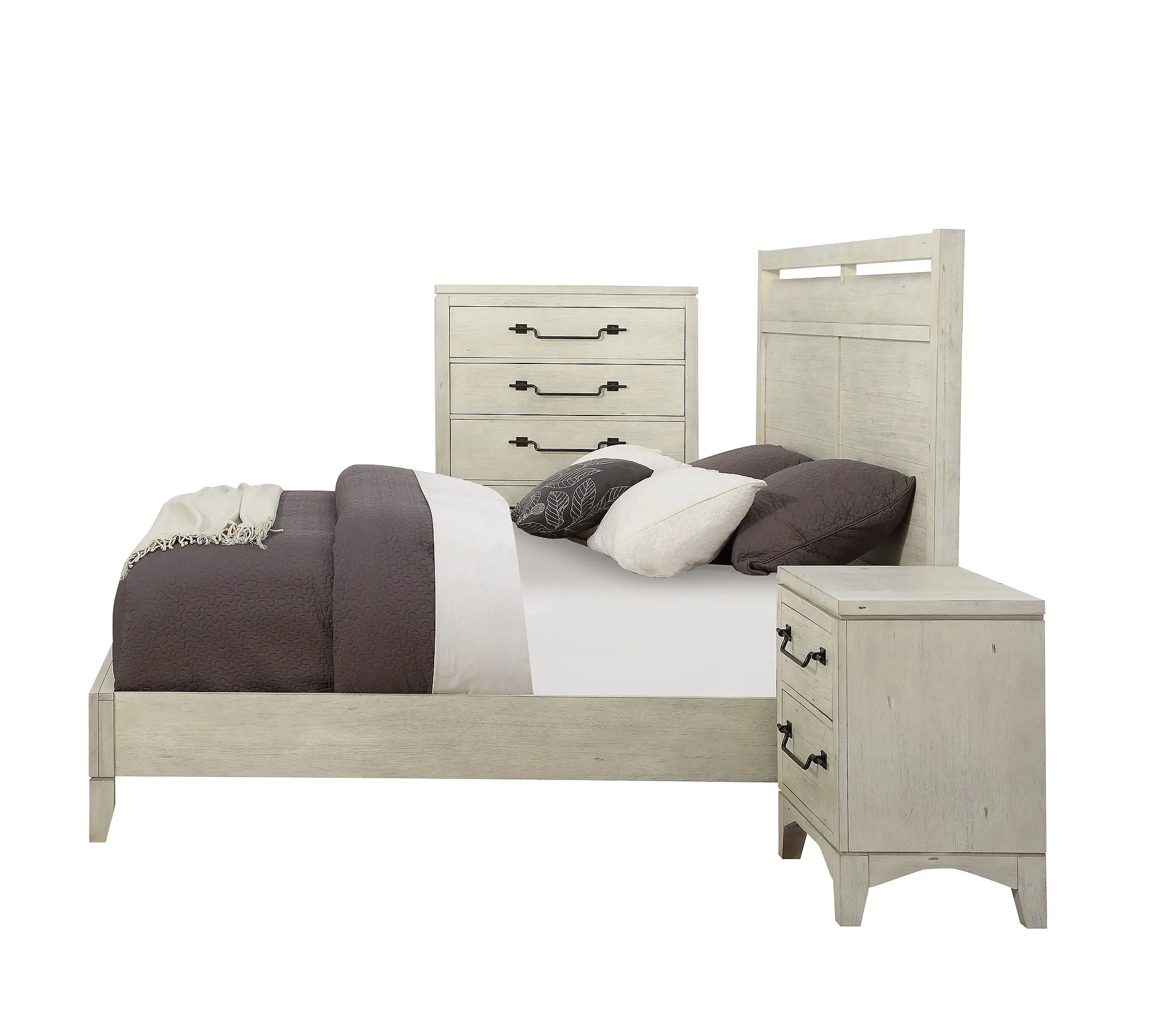 Rustic Contemporary Linen 5 Piece Queen Bedroom Set - Bohemian-1