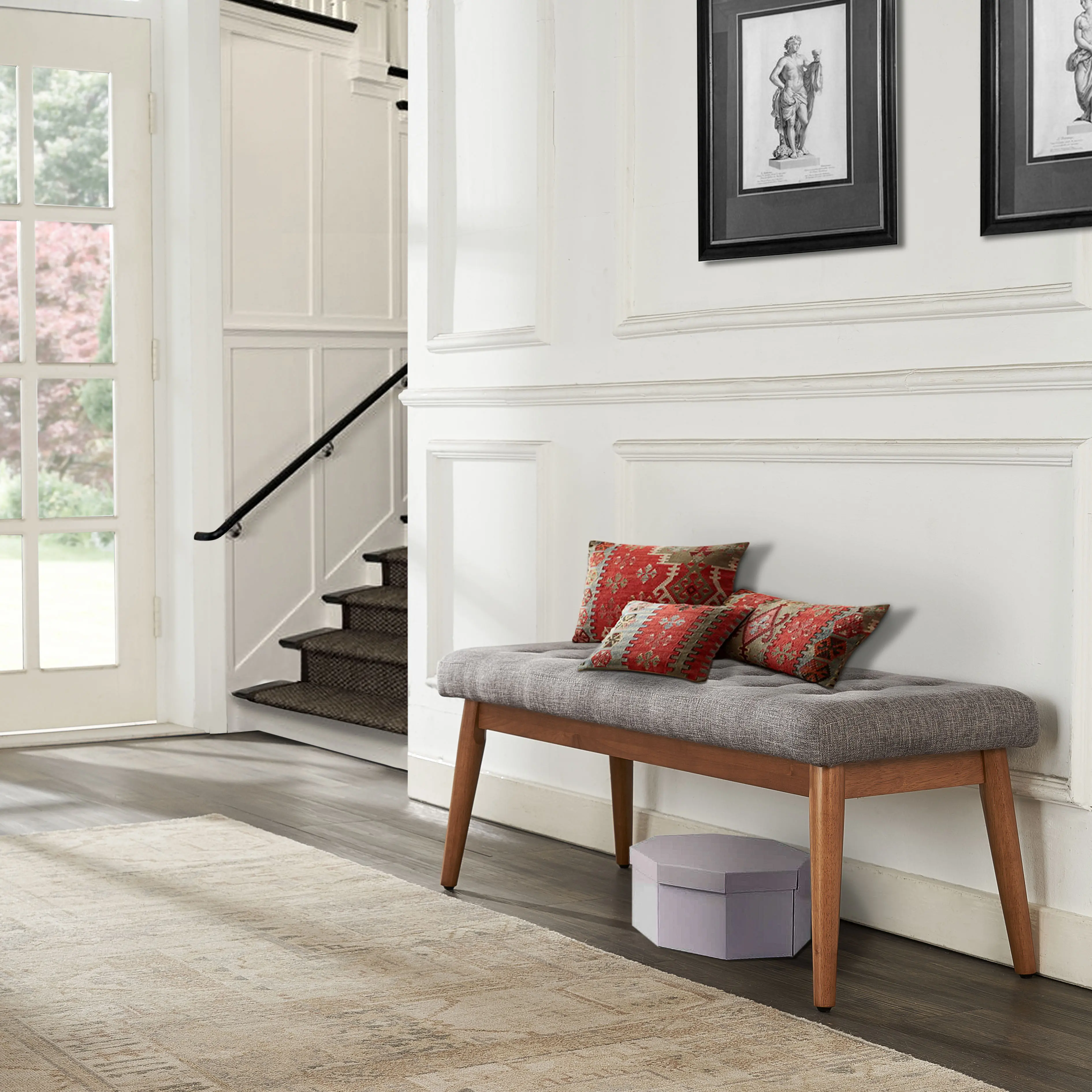 CF6019-AC Brown and Gray Upholstered Bench - Landon-3