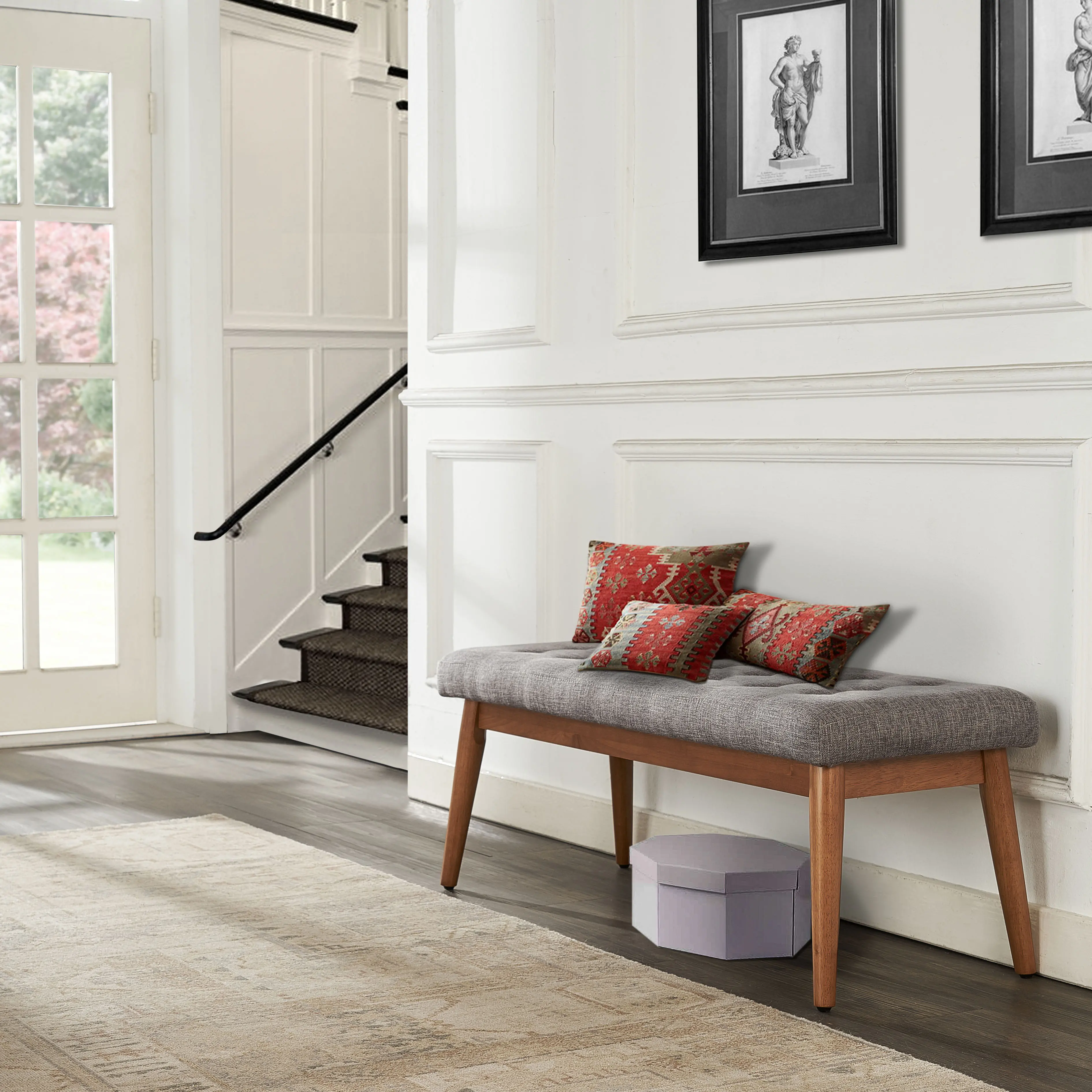 CF6019-AC Brown and Gray Upholstered Bench - Landon-2