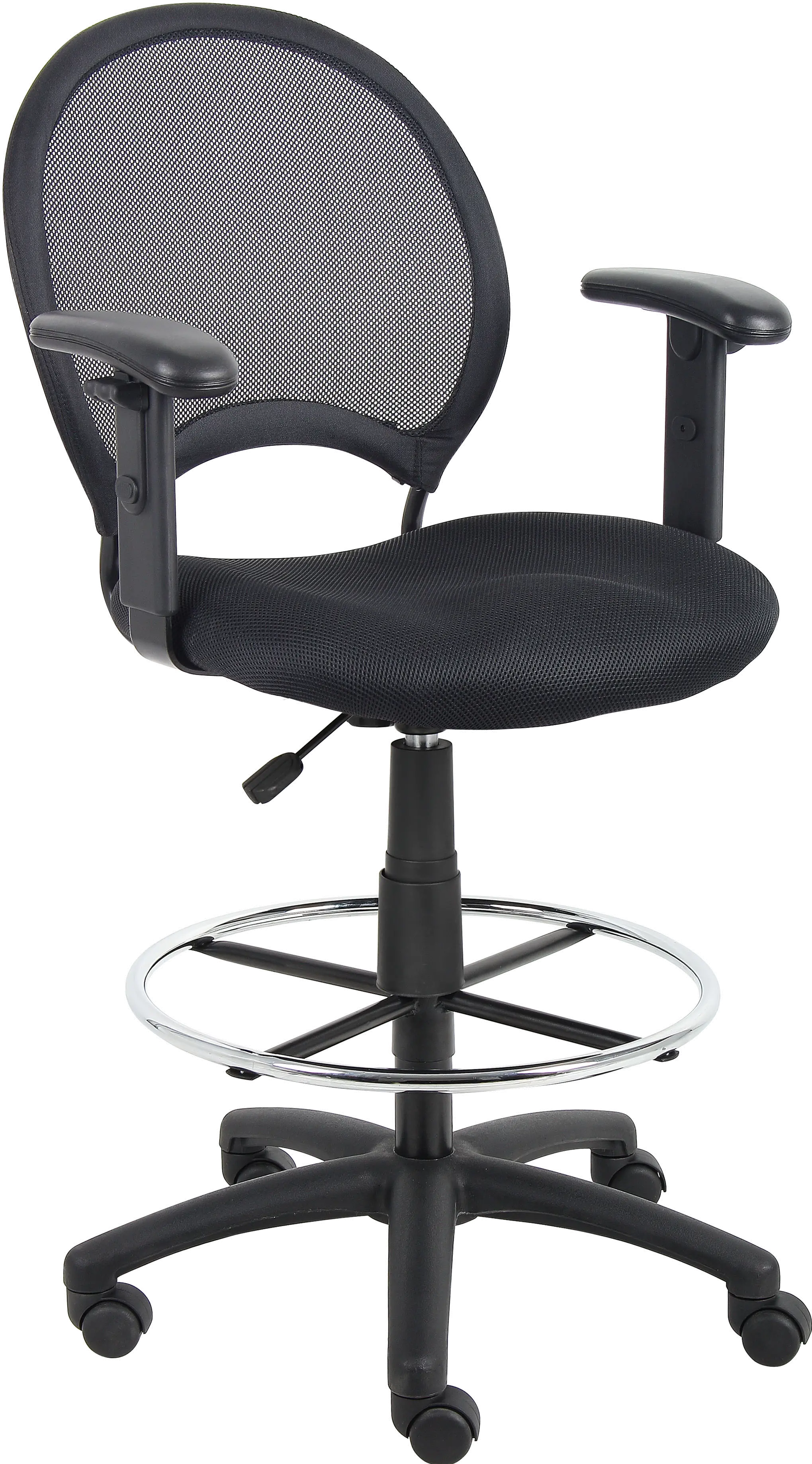 Black Mesh-Back Drafting Chair-1