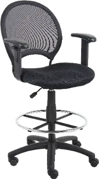 Black Mesh-Back Drafting Chair
