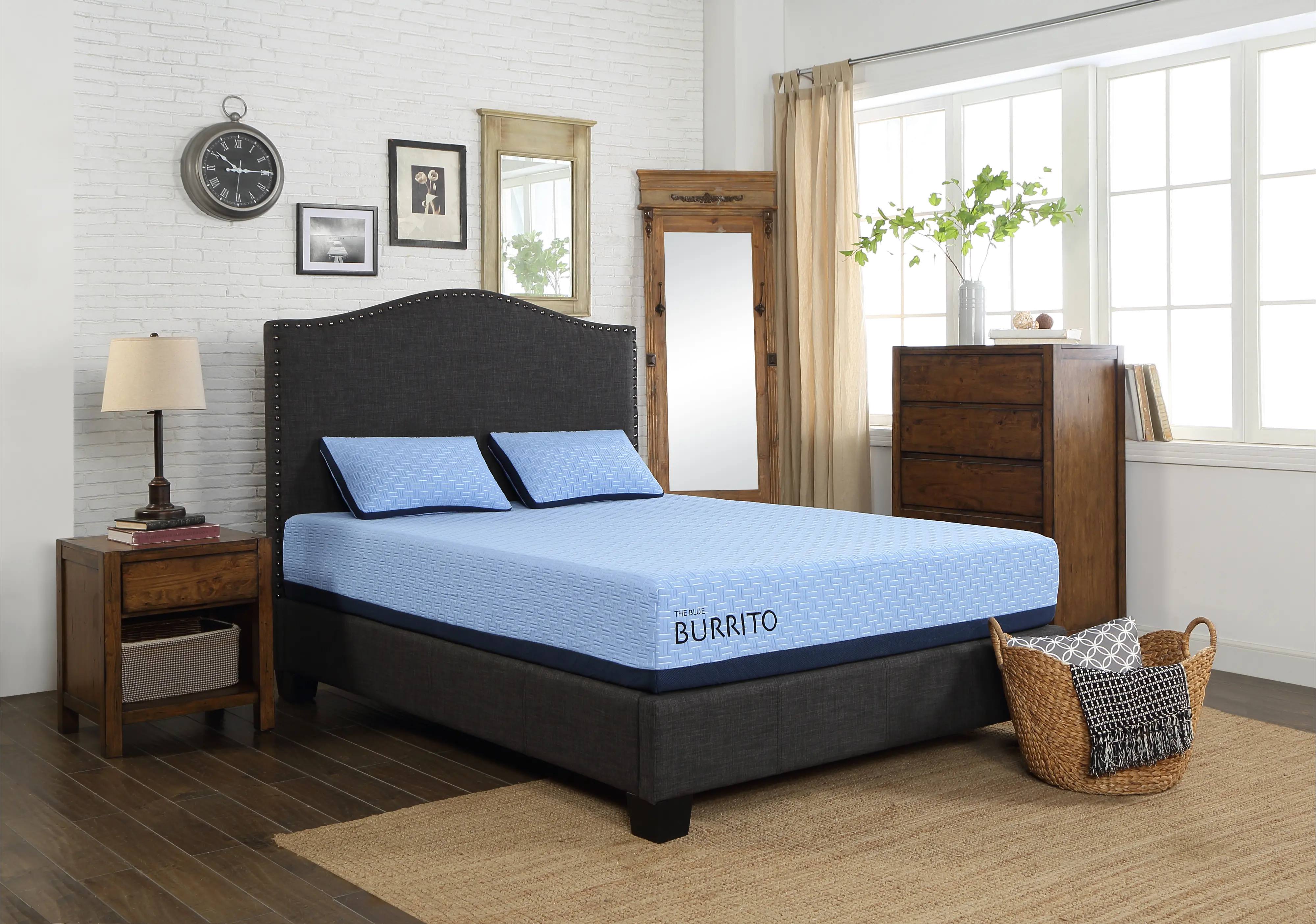TXL-2PC-BLUE-VISCO Blue Burrito Visco Gel Memory Foam Split King Mattress-2