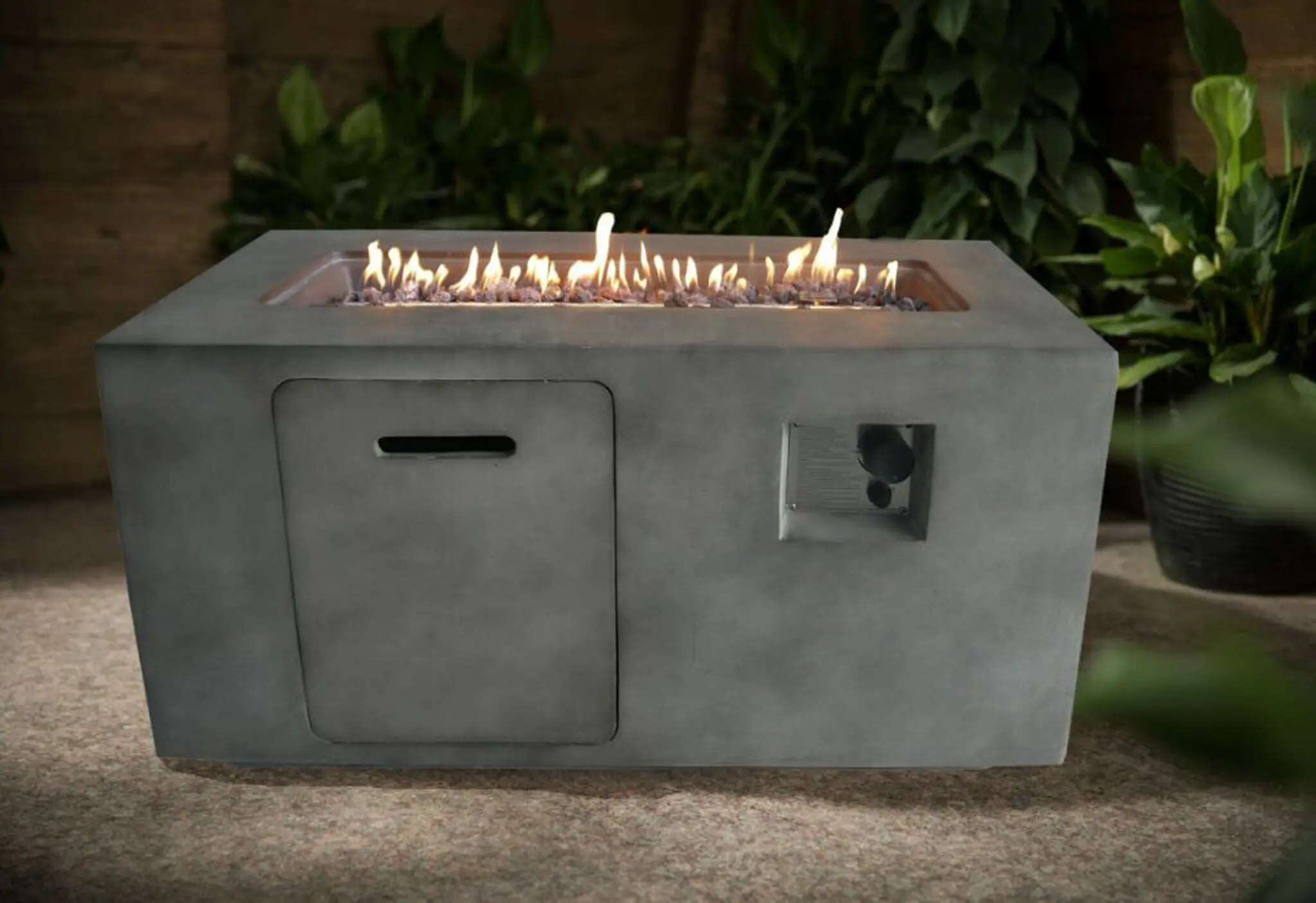 Gray Cement Rectangle Fire Pit - Nusa-2
