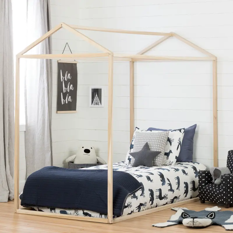 Sweedi Modern Natural Pine Twin House Bed - South Shore