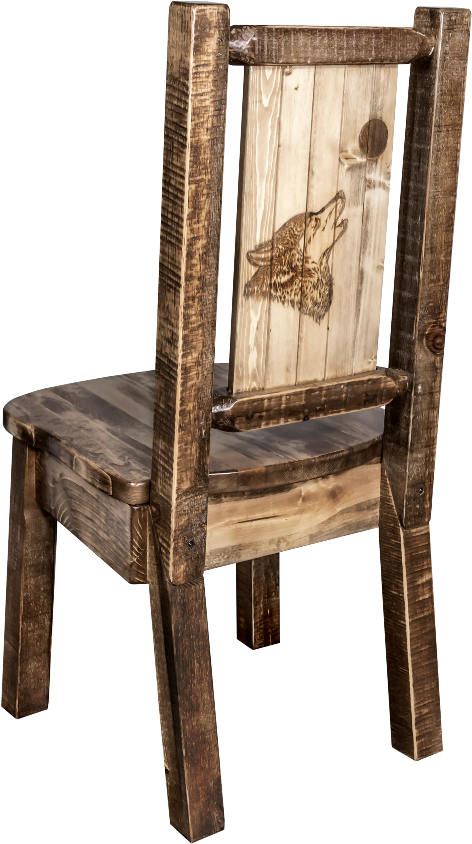 Rustic Laser Engraved Wolf Dining Chair - Homestead-1