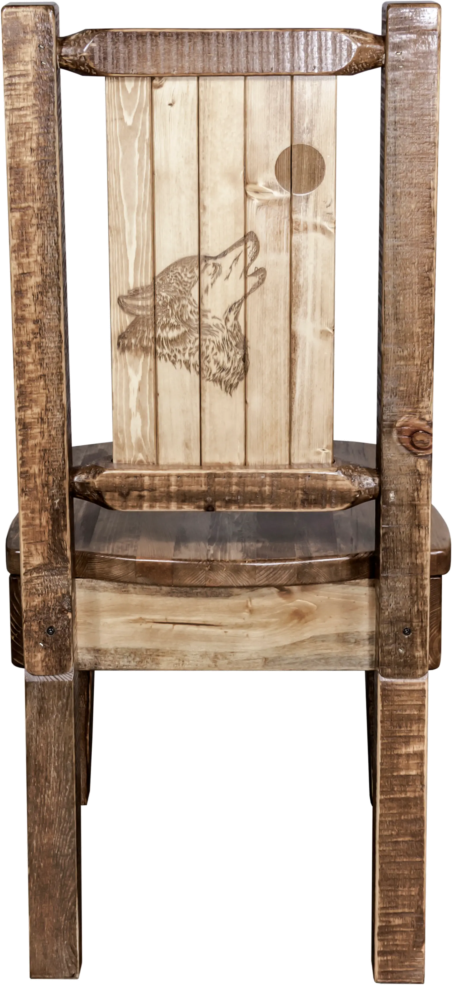 Rustic Laser Engraved Wolf Dining Chair - Homestead-2