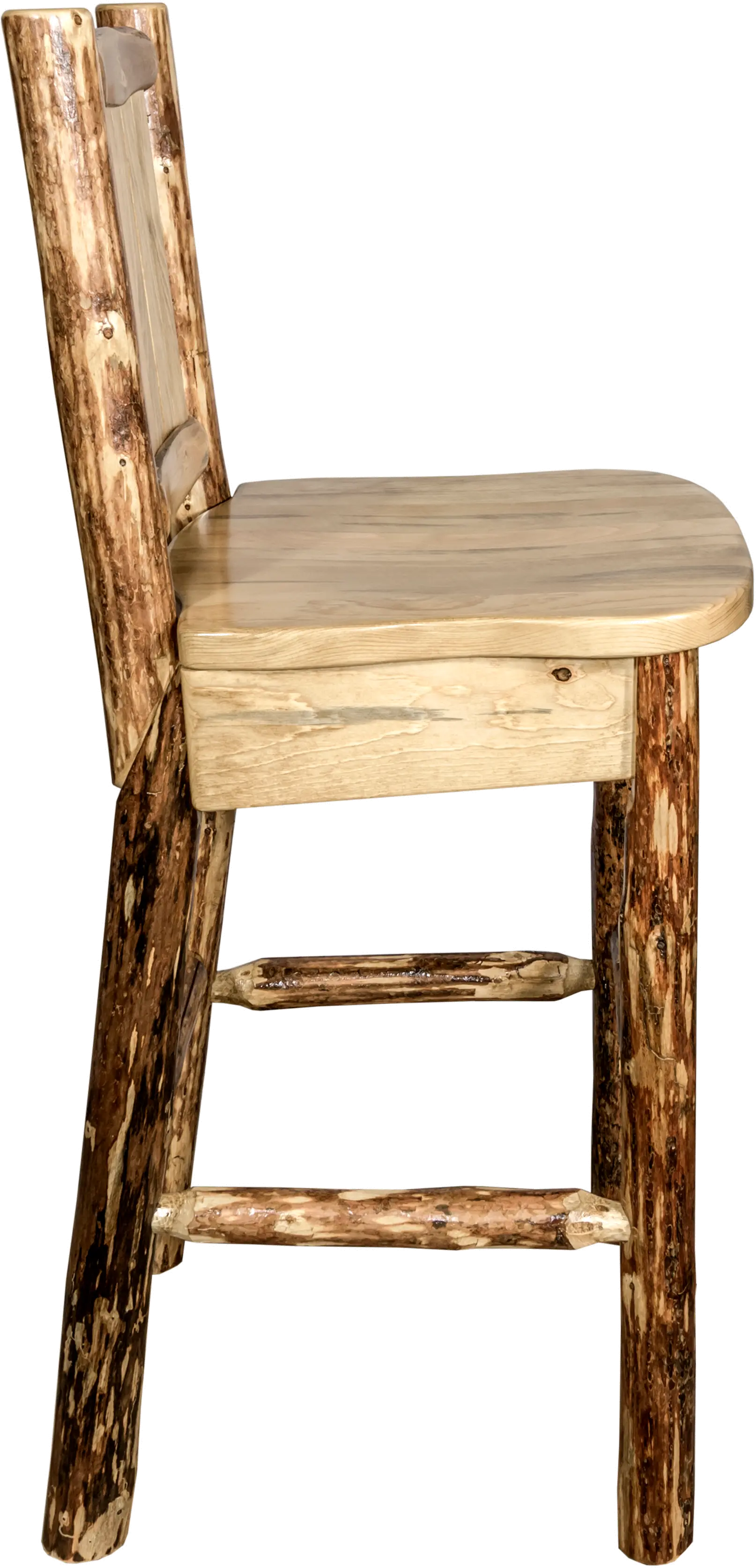 Rustic Bar Stool with Laser Engraved Bronc - Glacier-3