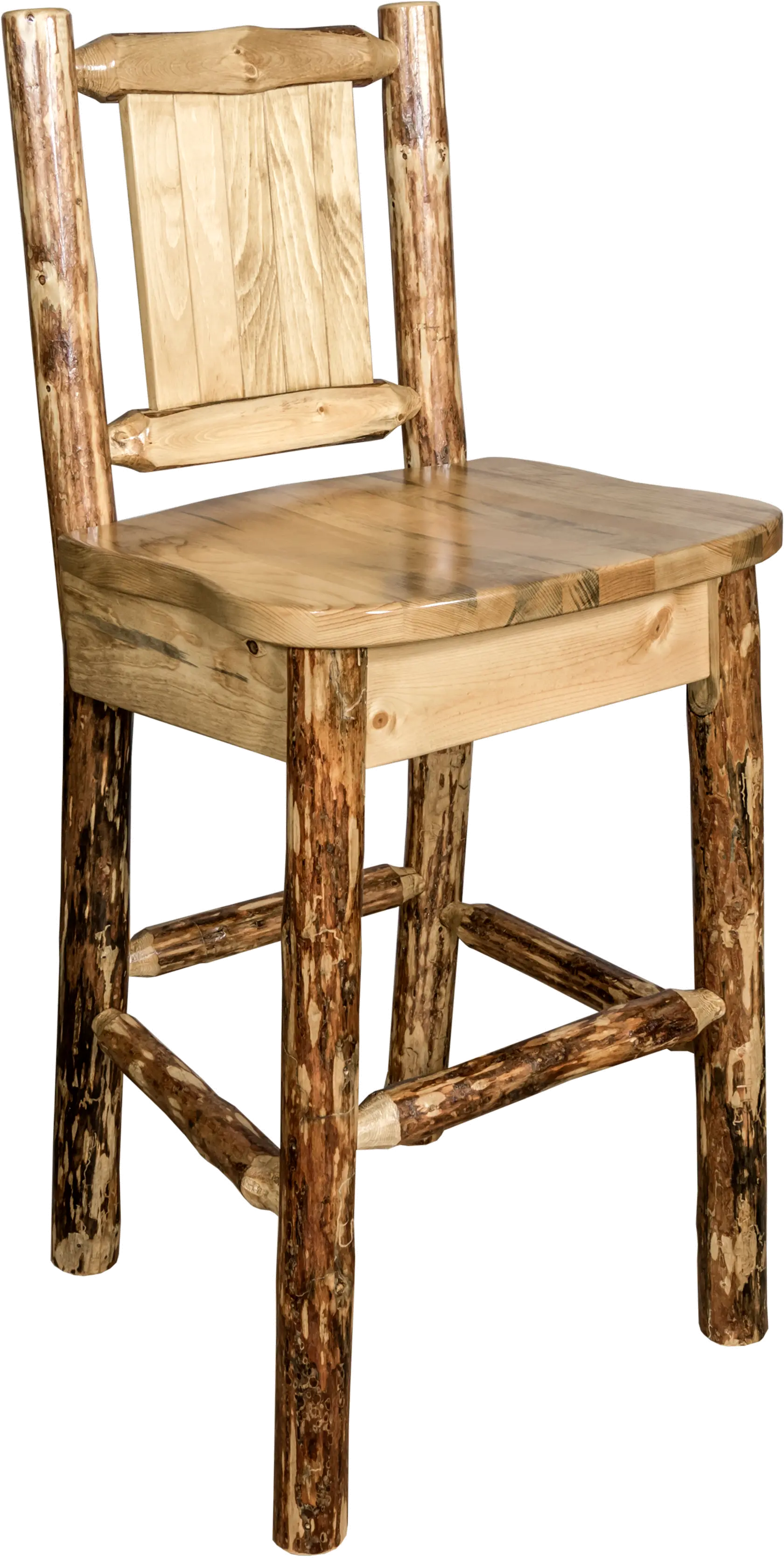 Rustic Bar Stool with Laser Engraved Bronc - Glacier-4
