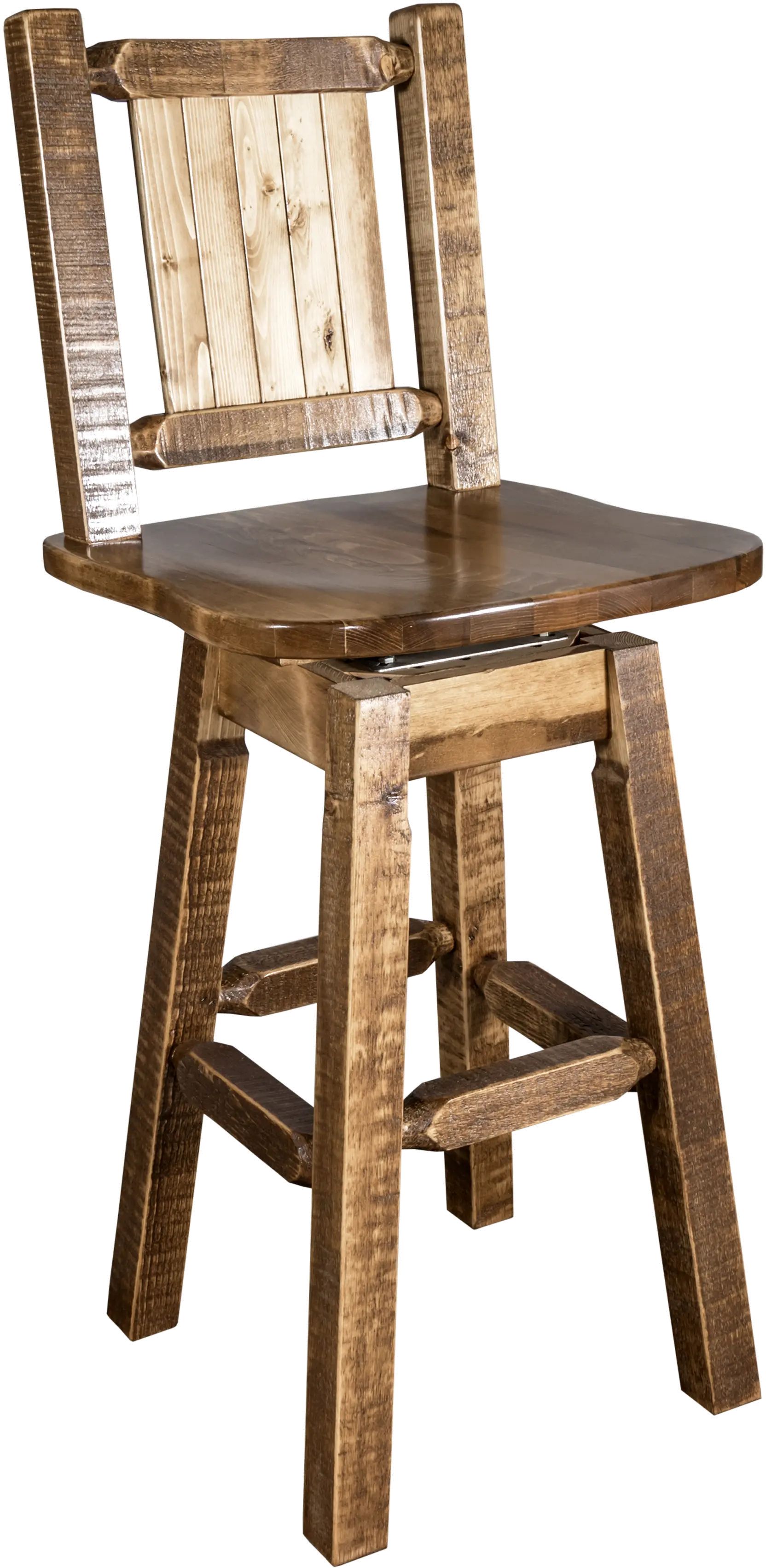 Rustic Swivel Bar Stool with Laser Engraved Elk - Homestead-3