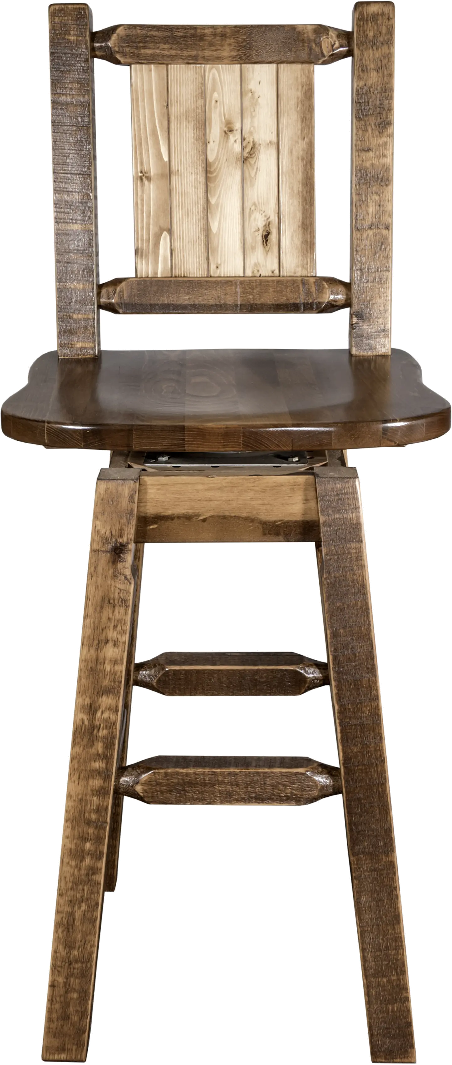 Rustic Swivel Bar Stool with Laser Engraved Elk - Homestead-4
