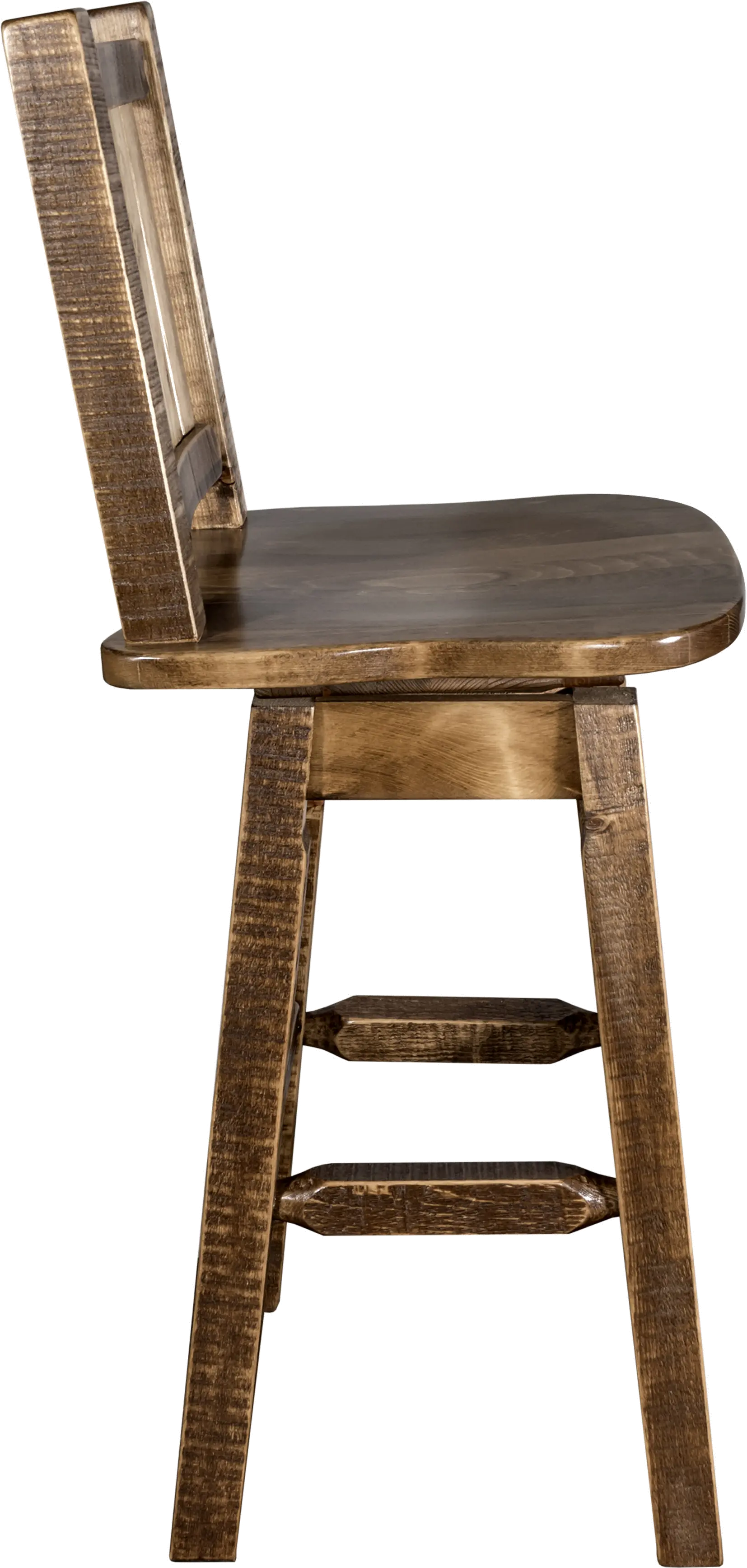 Rustic Swivel Bar Stool with Laser Engraved Elk - Homestead-5