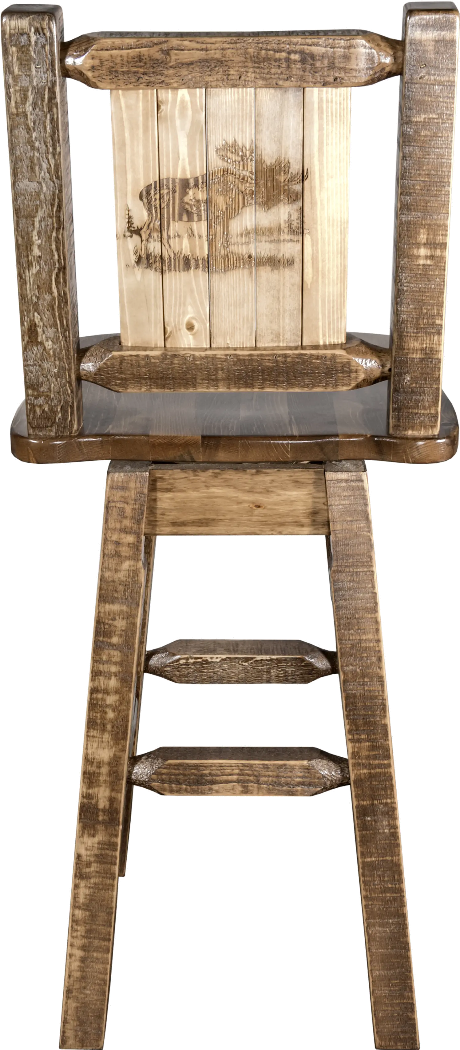 Rustic Swivel Bar Stool with Laser Engraved Moose - Homestead-3