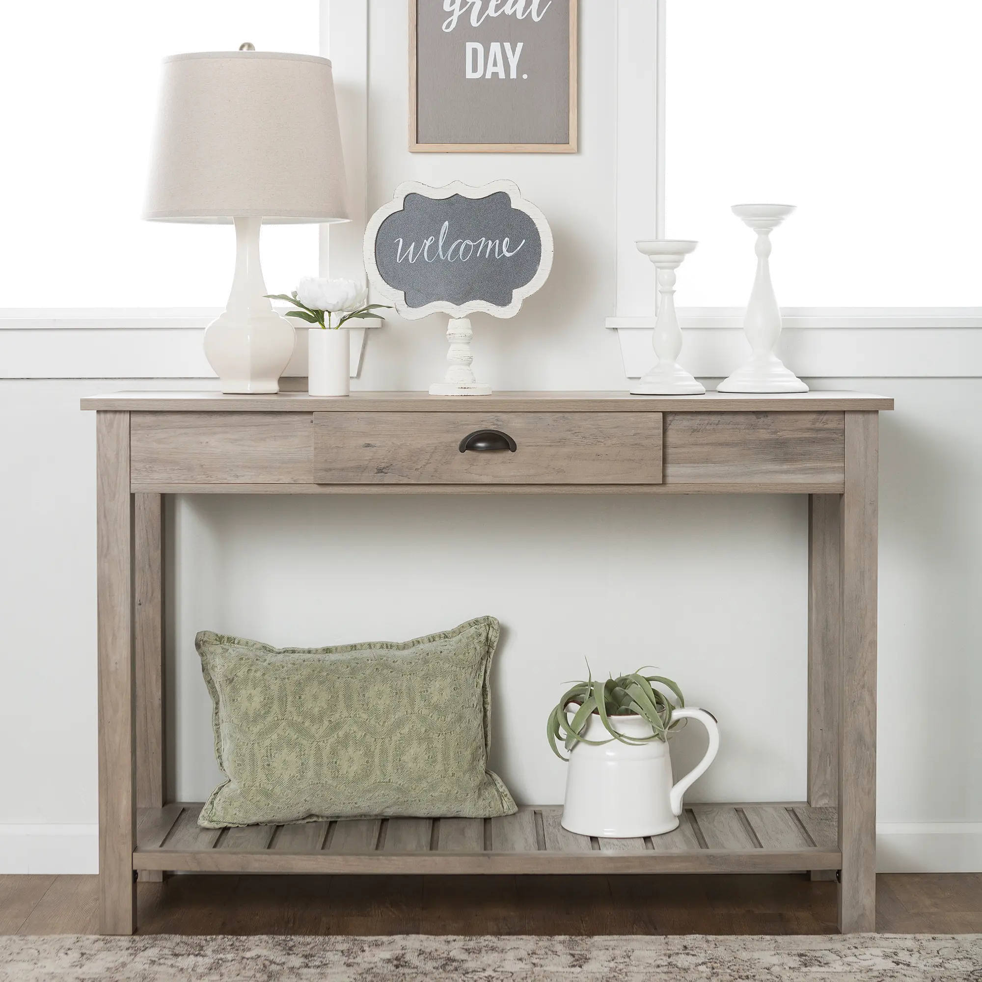 AF48CYETGW Country Style Rustic Gray Sofa Table - Walker Edison-1