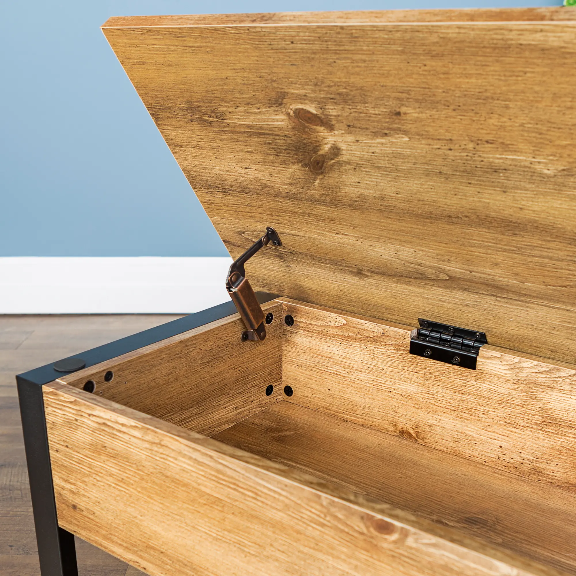 B48PCSBBW Open-Top Barnwood Storage Bench with Shoe Shelf - Walker Edison-4