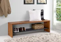 B58ALPAM 58 Inch Rustic Amber Brown Reclaimed Wood Entry Bench - Walker Edison
