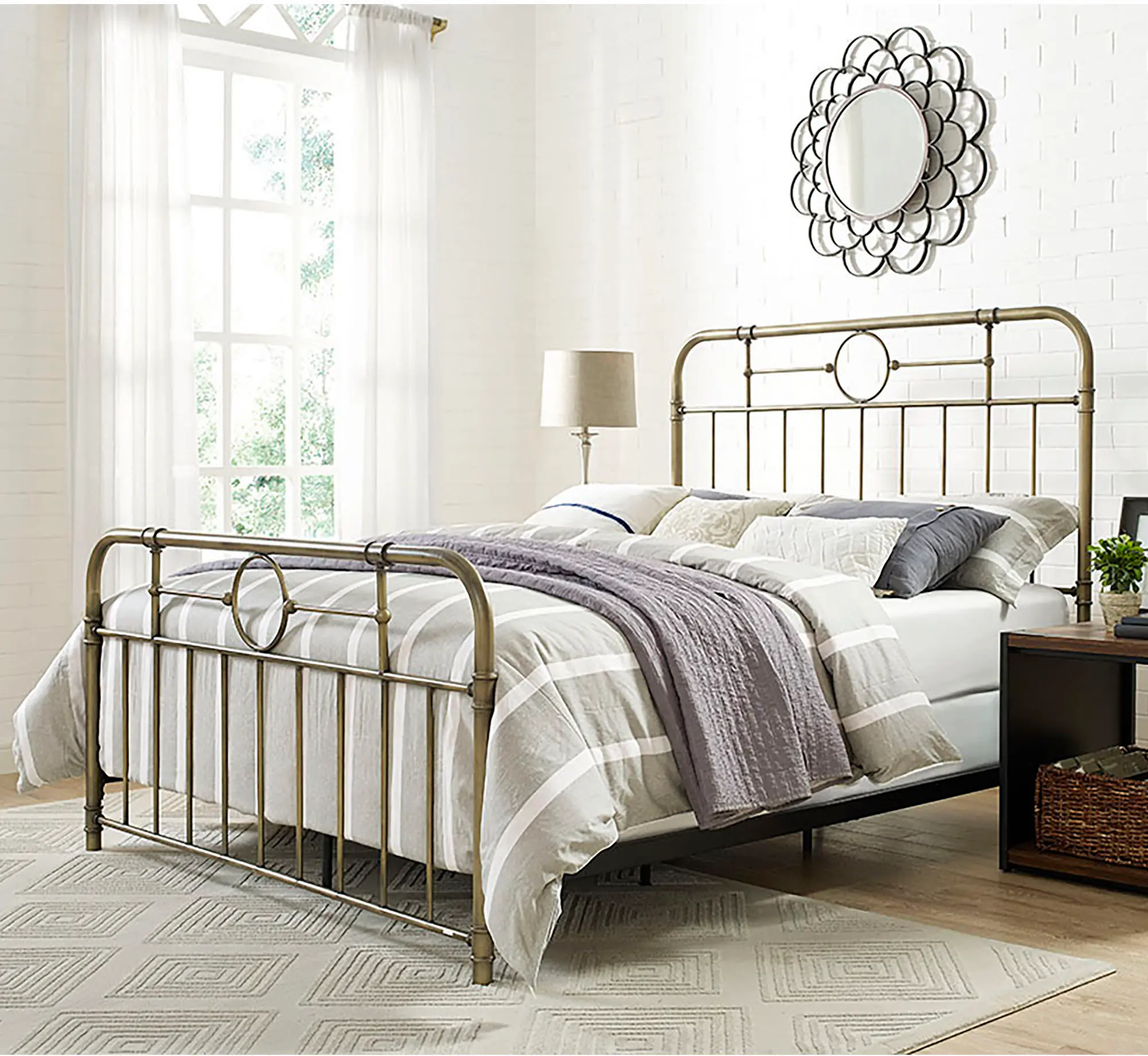 BQMPBR Modern Vintage Bronze Queen Metal Bed - Walker Edison-2