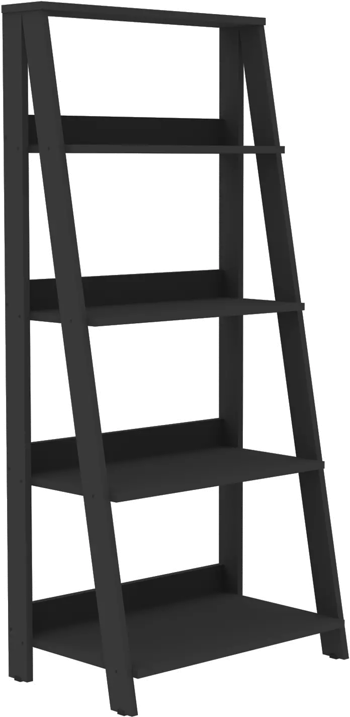 BS55LDBL Black Wood Ladder Bookcase - Walker Edison-1