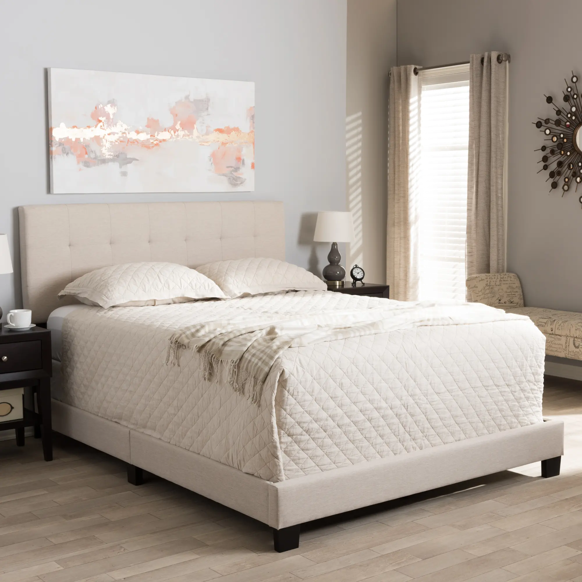 131-7314-RCW Contemporary Beige Queen Upholstered Bed - Brookfield-2
