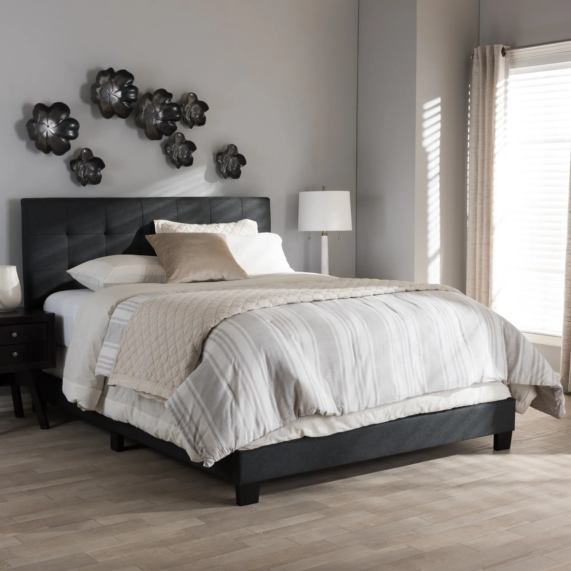 134-7400-RCW Contemporary Charcoal Gray King Upholstered Bed - Brookfield-1