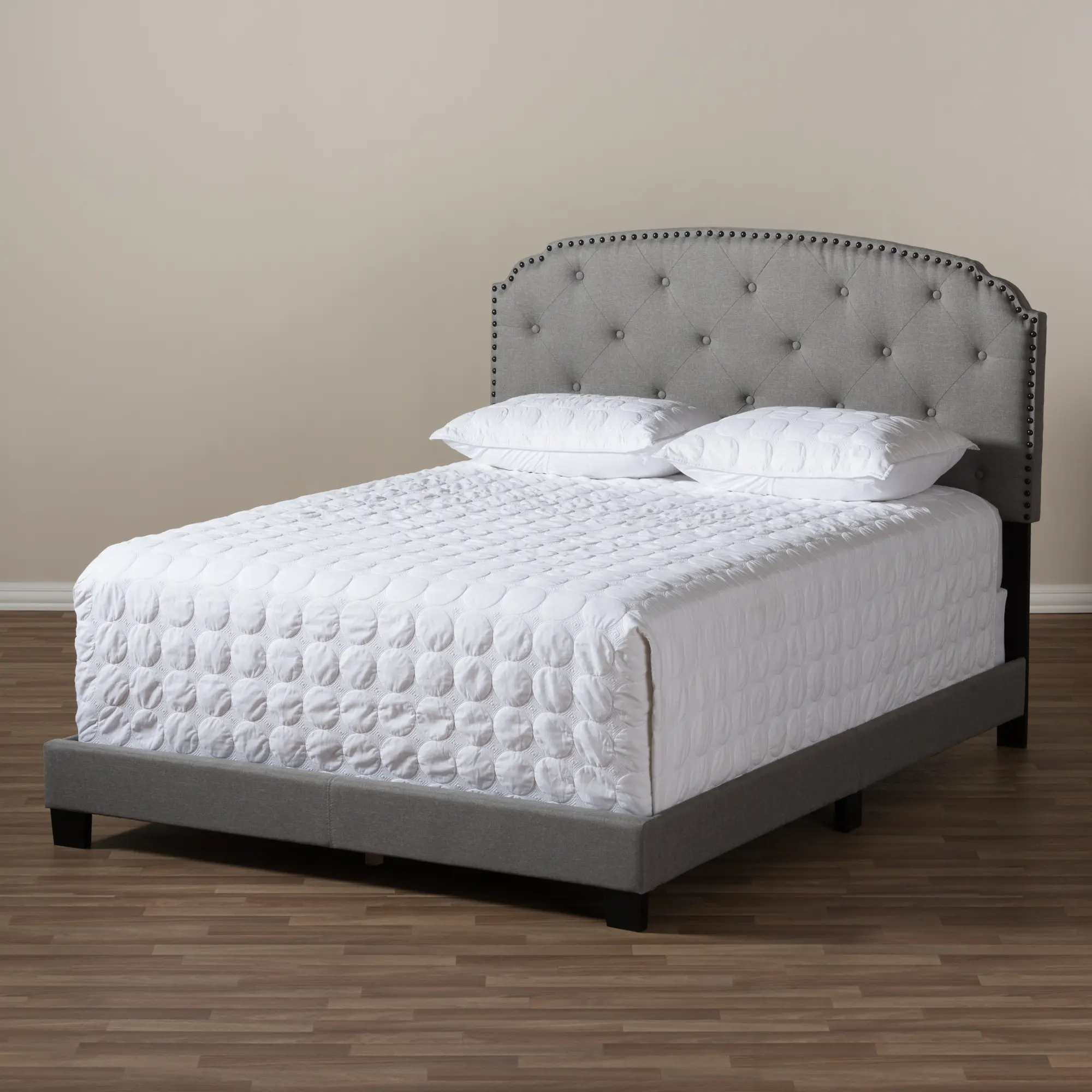 136-7440-RCW Classic Contemporary Light Beige Queen Upholstered Bed - Lexi-3