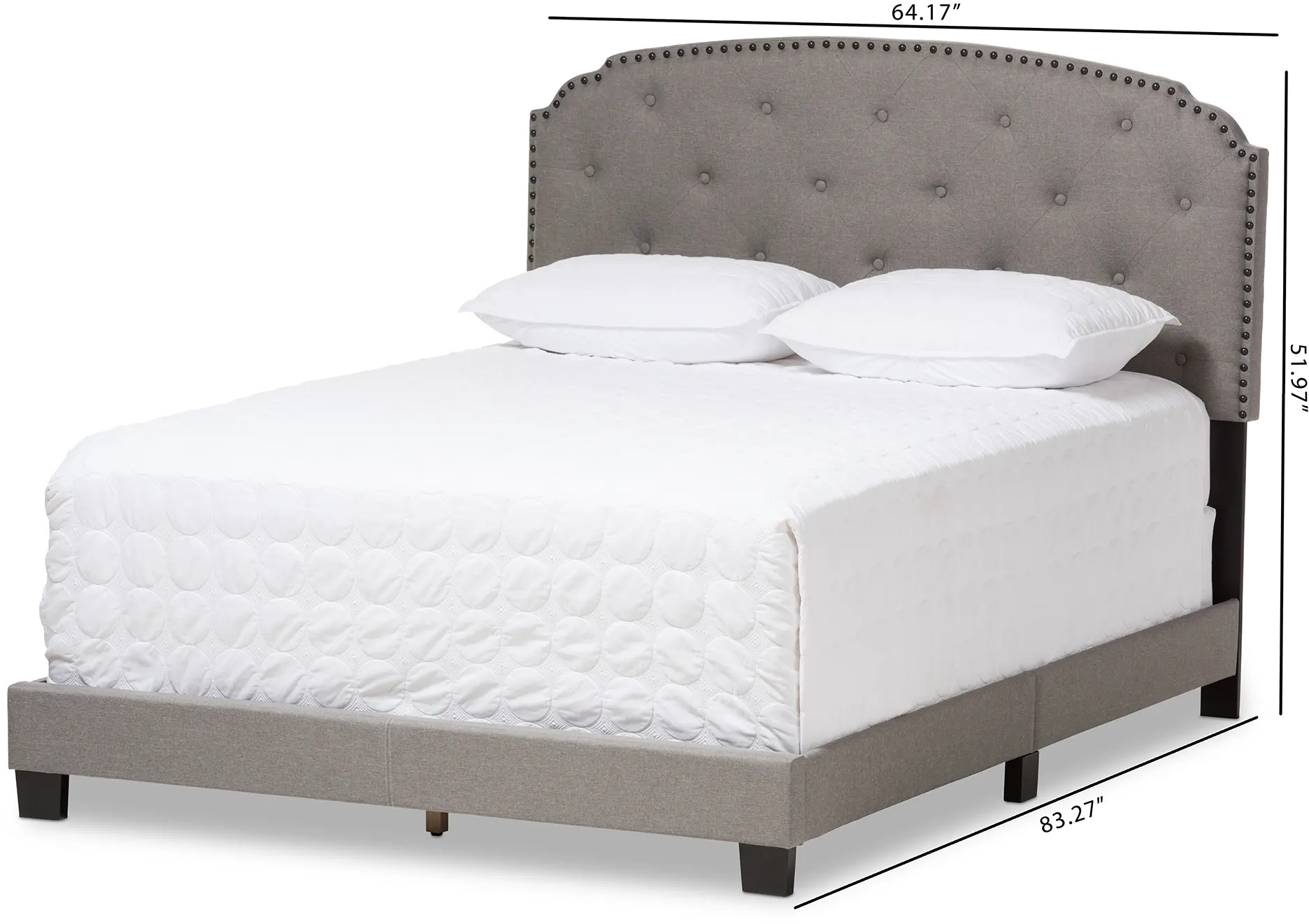 136-7440-RCW Classic Contemporary Light Beige Queen Upholstered Bed - Lexi-8