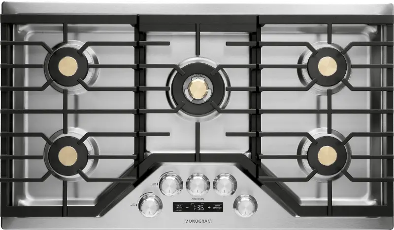 Monogram 36 Inch Deep-Recessed Smart Gas Cooktop - Stainless Steel