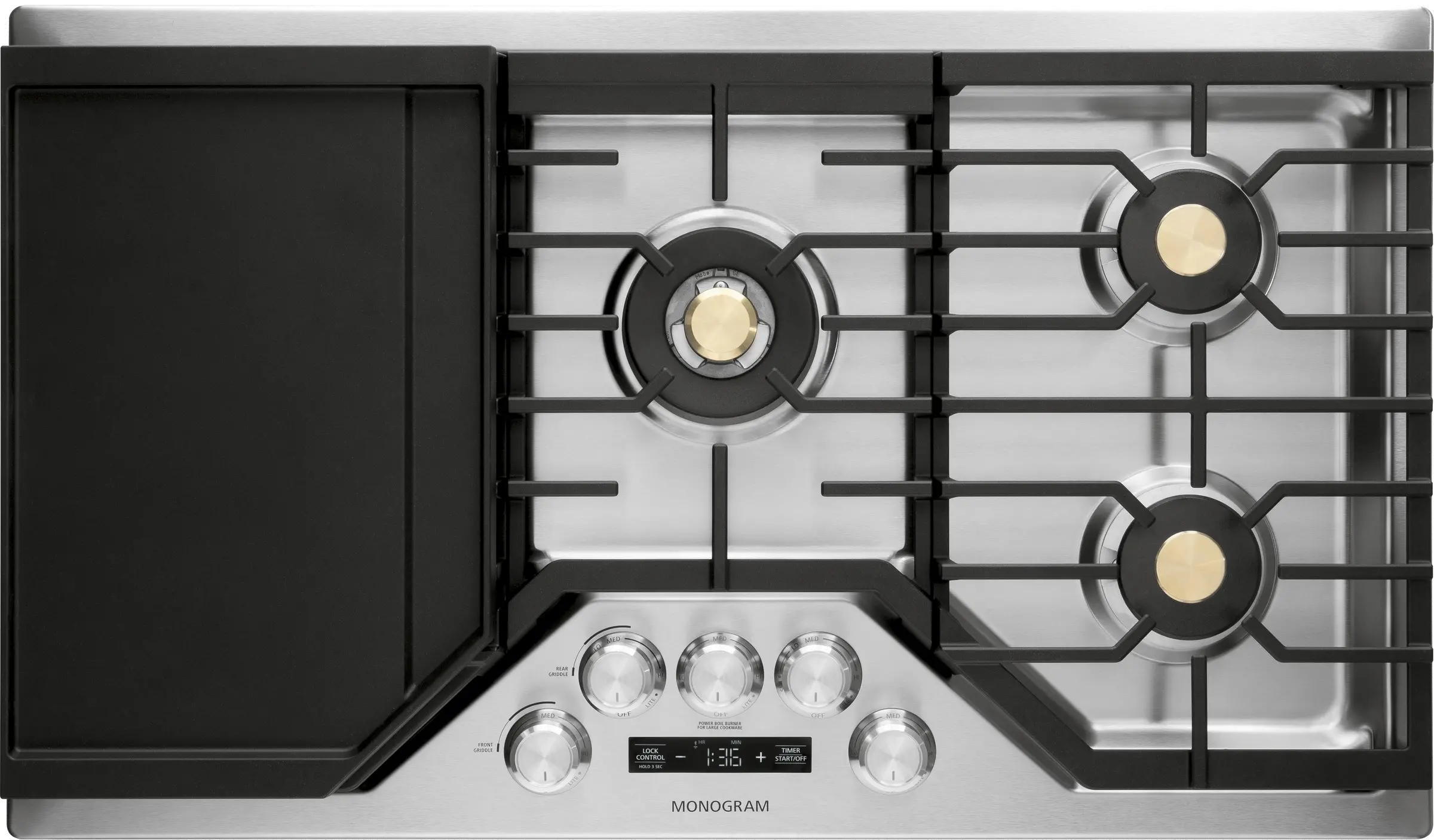 ZGU36ESLSS Monogram 36 Inch Deep-Recessed Smart Gas Cooktop - Stainless Steel-3