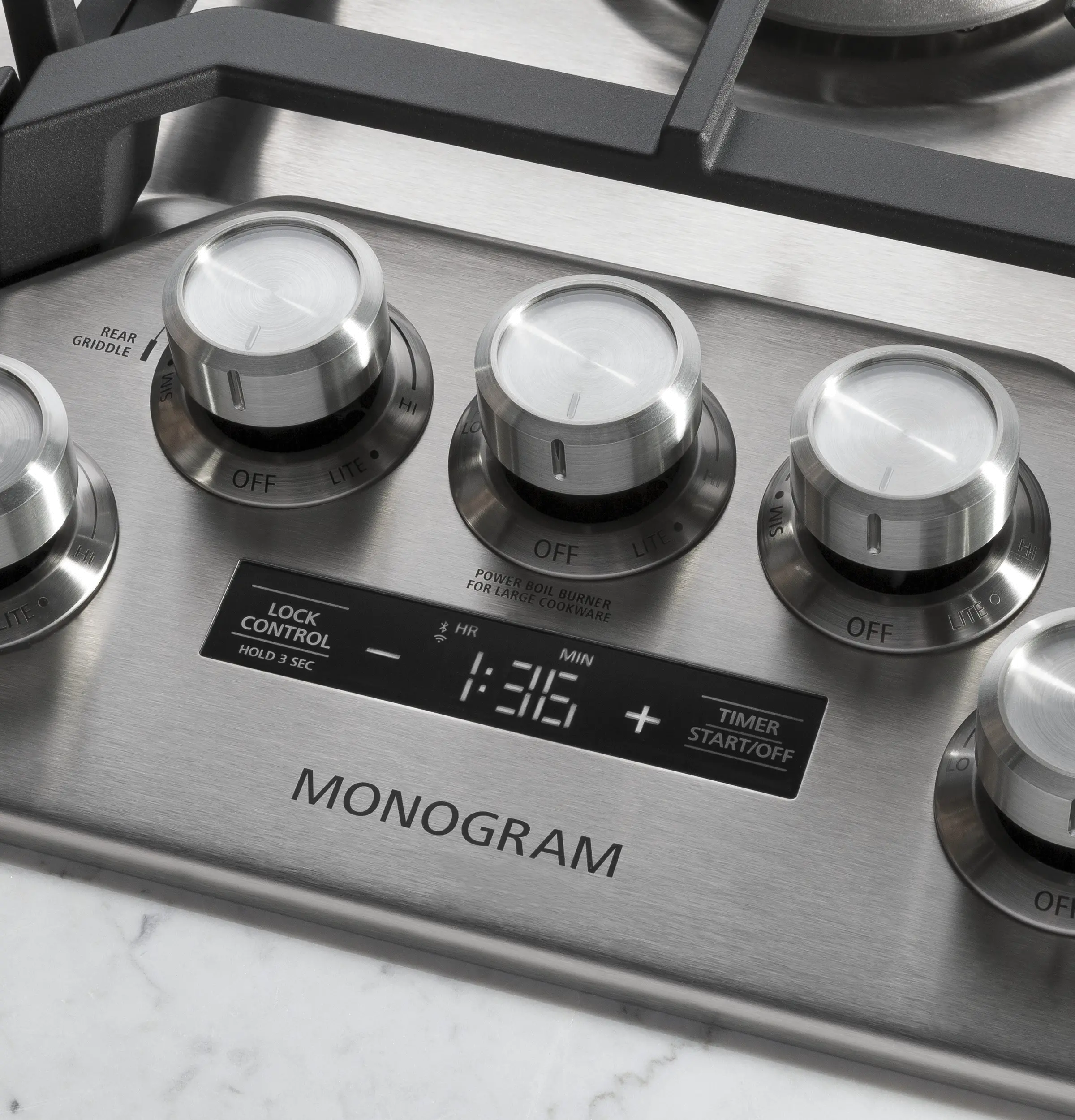 ZGU36ESLSS Monogram 36 Inch Deep-Recessed Smart Gas Cooktop - Stainless Steel-2